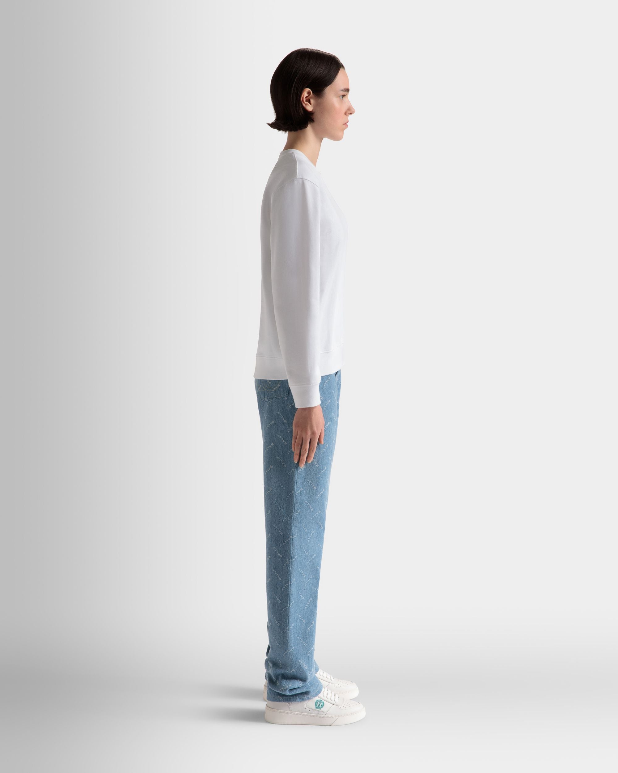 Crewneck Sweatshirt in White Cotton - Women's - Bally - 05