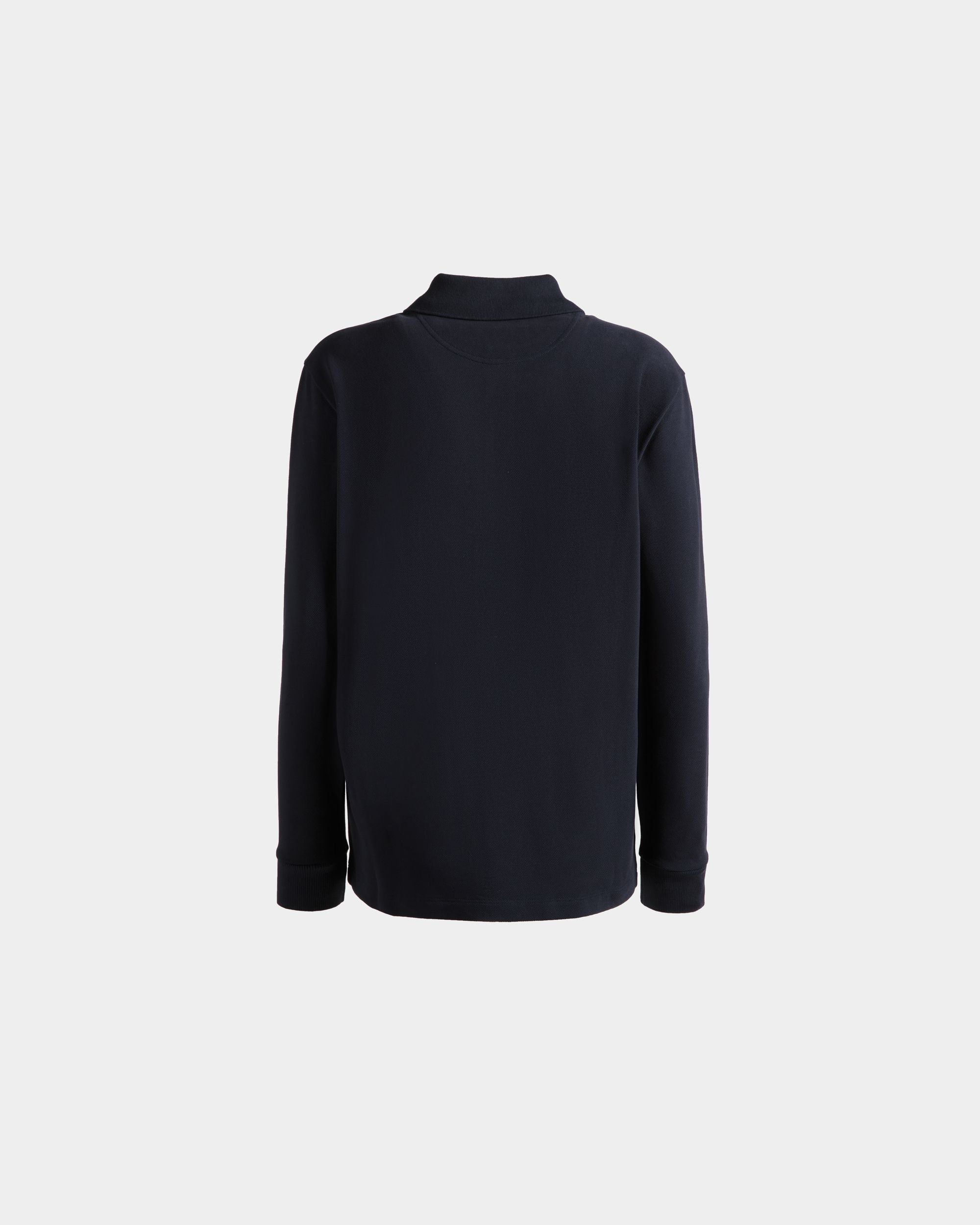 Long Sleeve Polo With a Bally Crest Logo In Navy Blue Cotton - Women's - Bally - 03