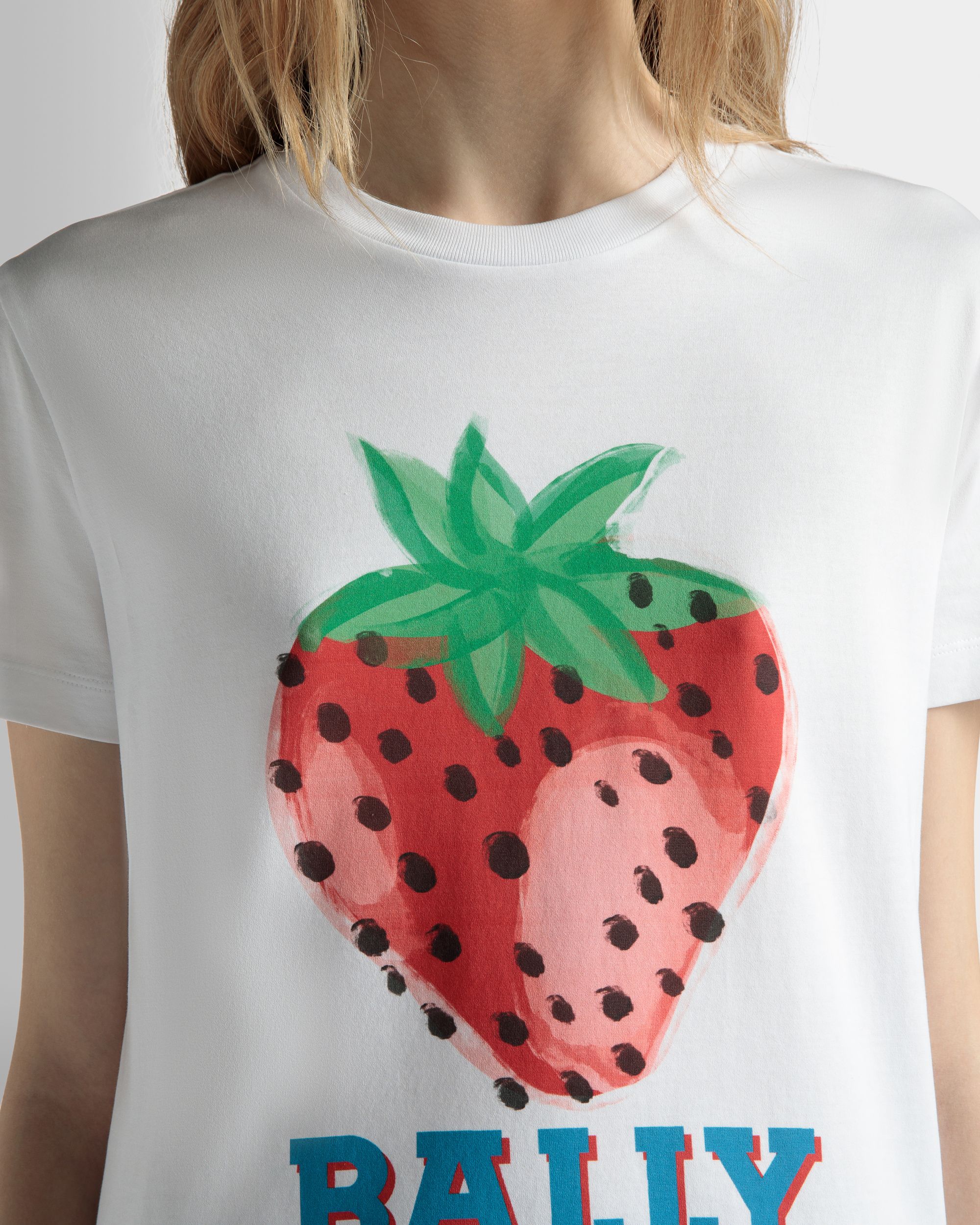 Printed T-Shirt in Strawberry Print Cotton - Women's - Bally - 04