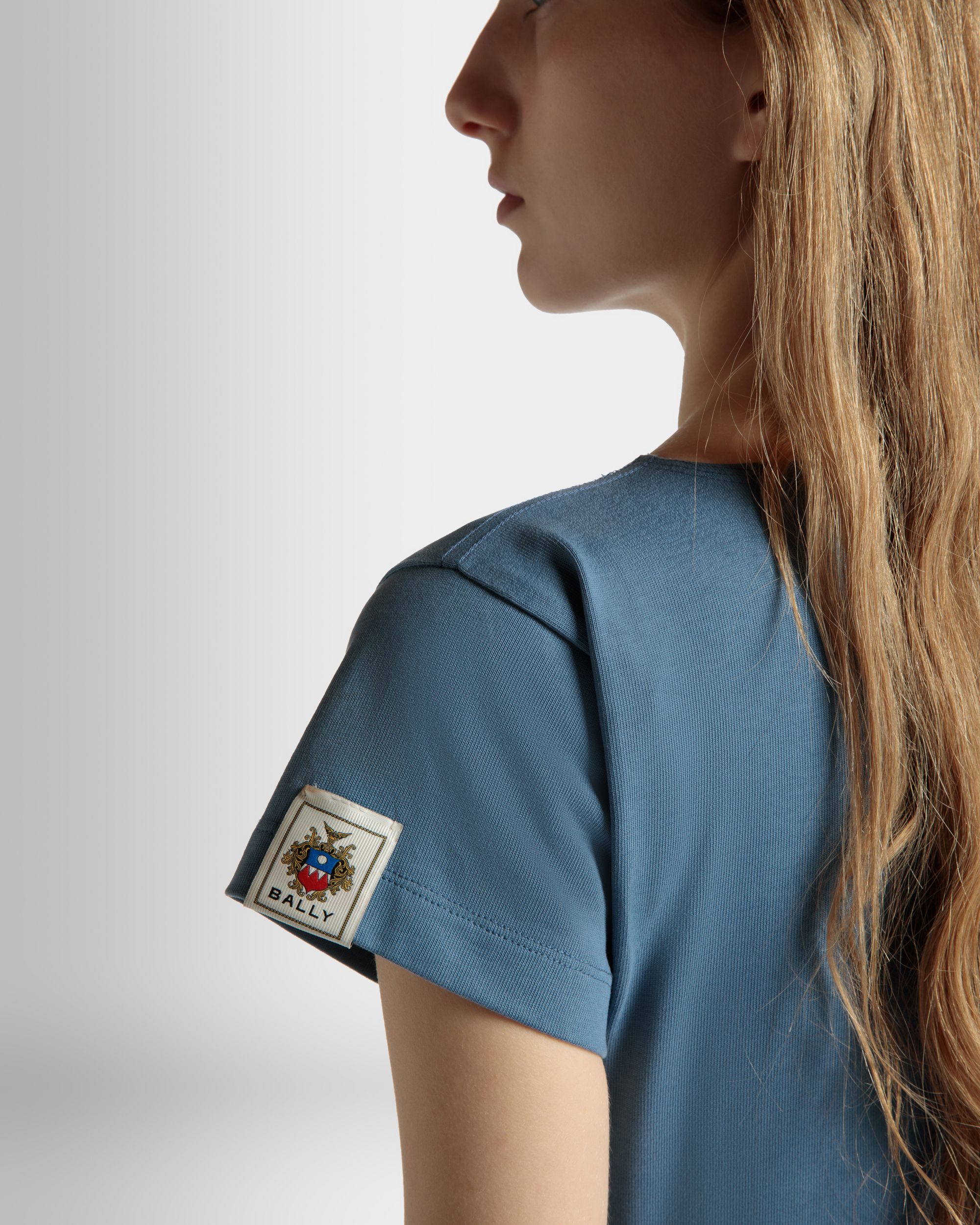 T-Shirt in Light Blue Cotton - Women's - Bally - 04