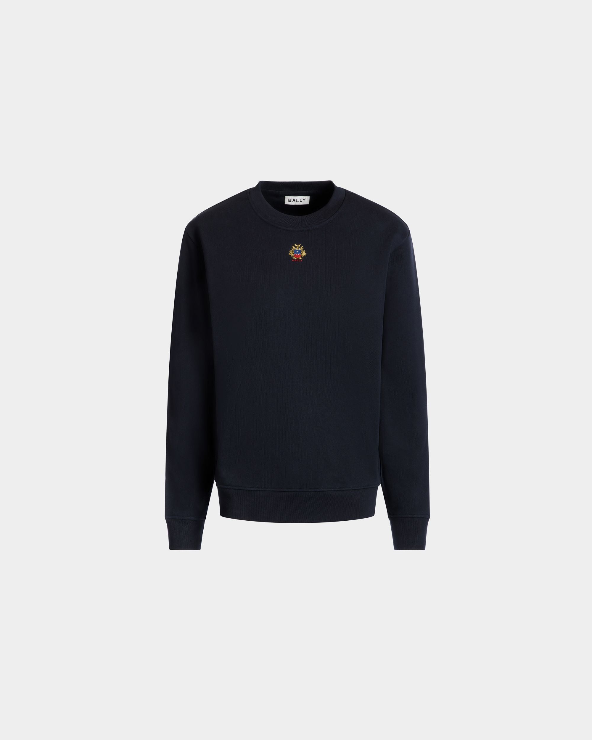 Crewneck With Bally Crest Logo In Navy Blue Cotton - Women's - Bally - 01