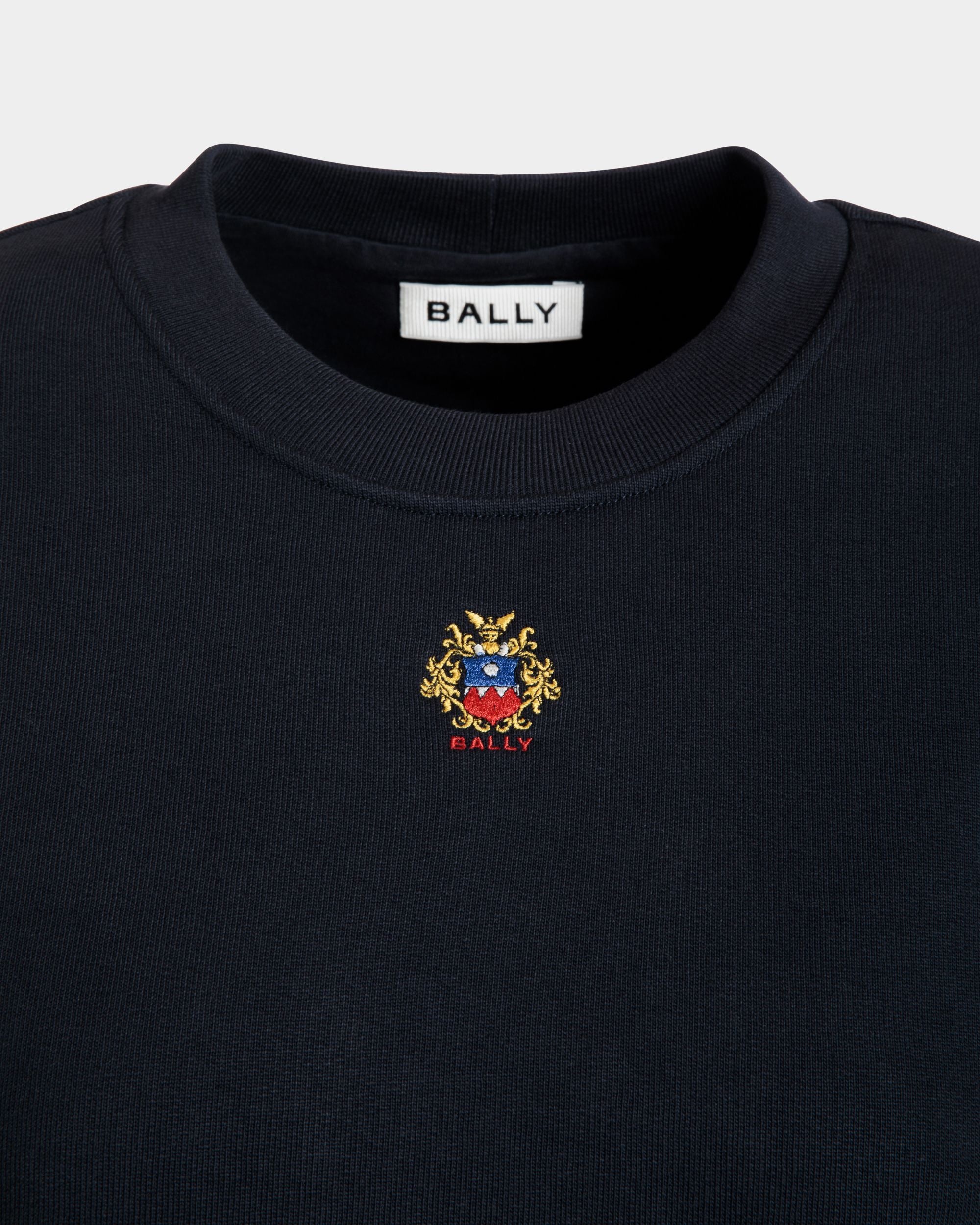 Crewneck With Bally Crest Logo In Navy Blue Cotton - Women's - Bally - 04