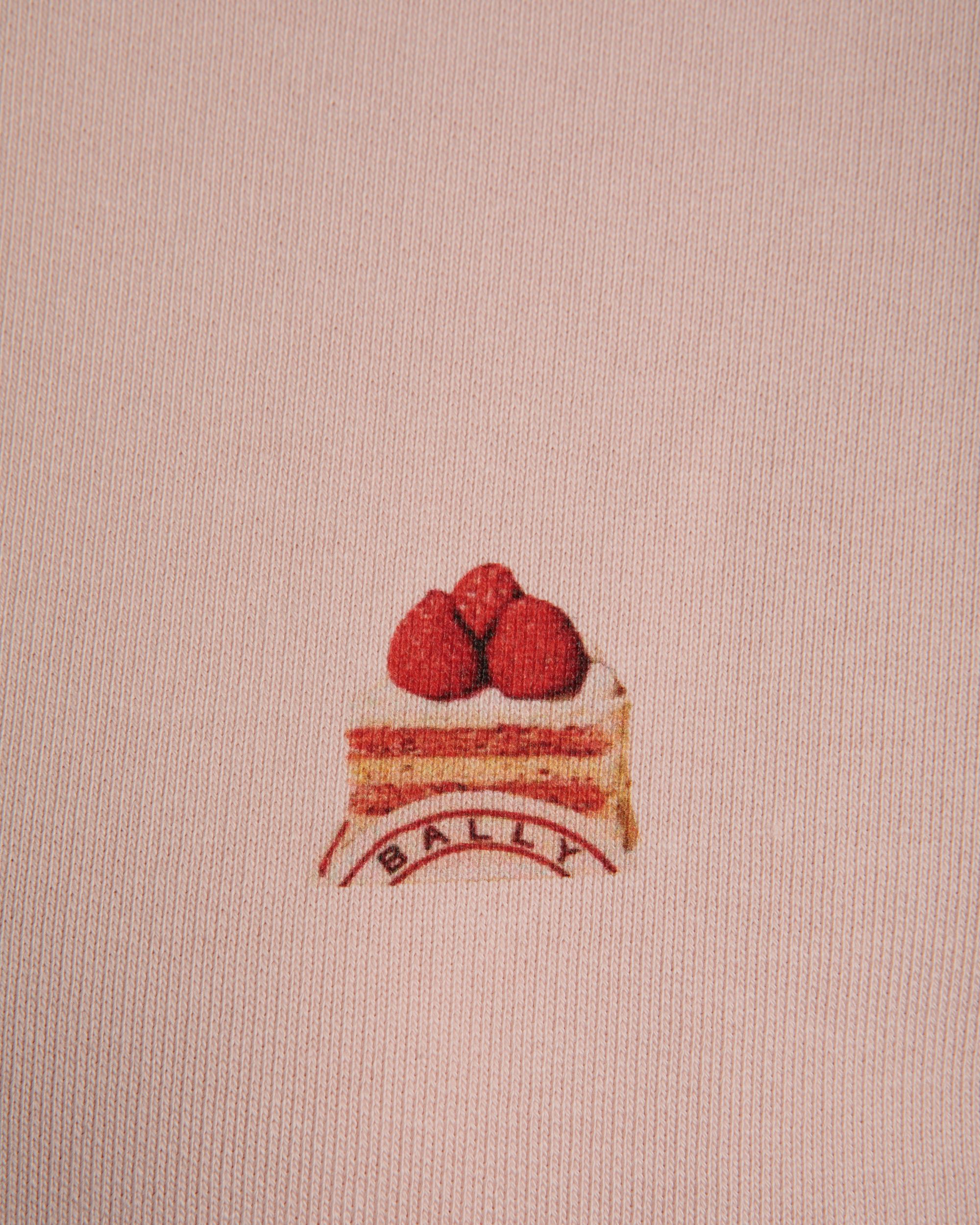 Crewneck Sweatshirt With Bally Cake in Dusty Petal Cotton - Women's - Bally - 04