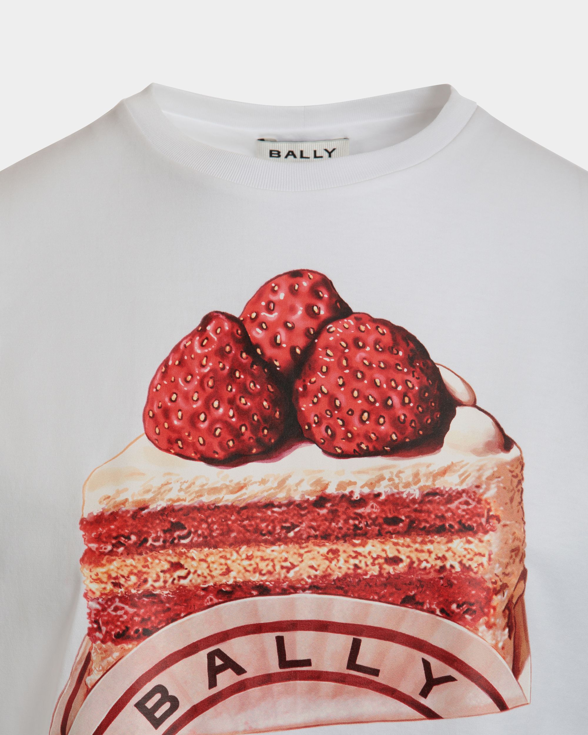 T-Shirt in White Cotton With a Bally Cake Print - Women's - Bally - 04