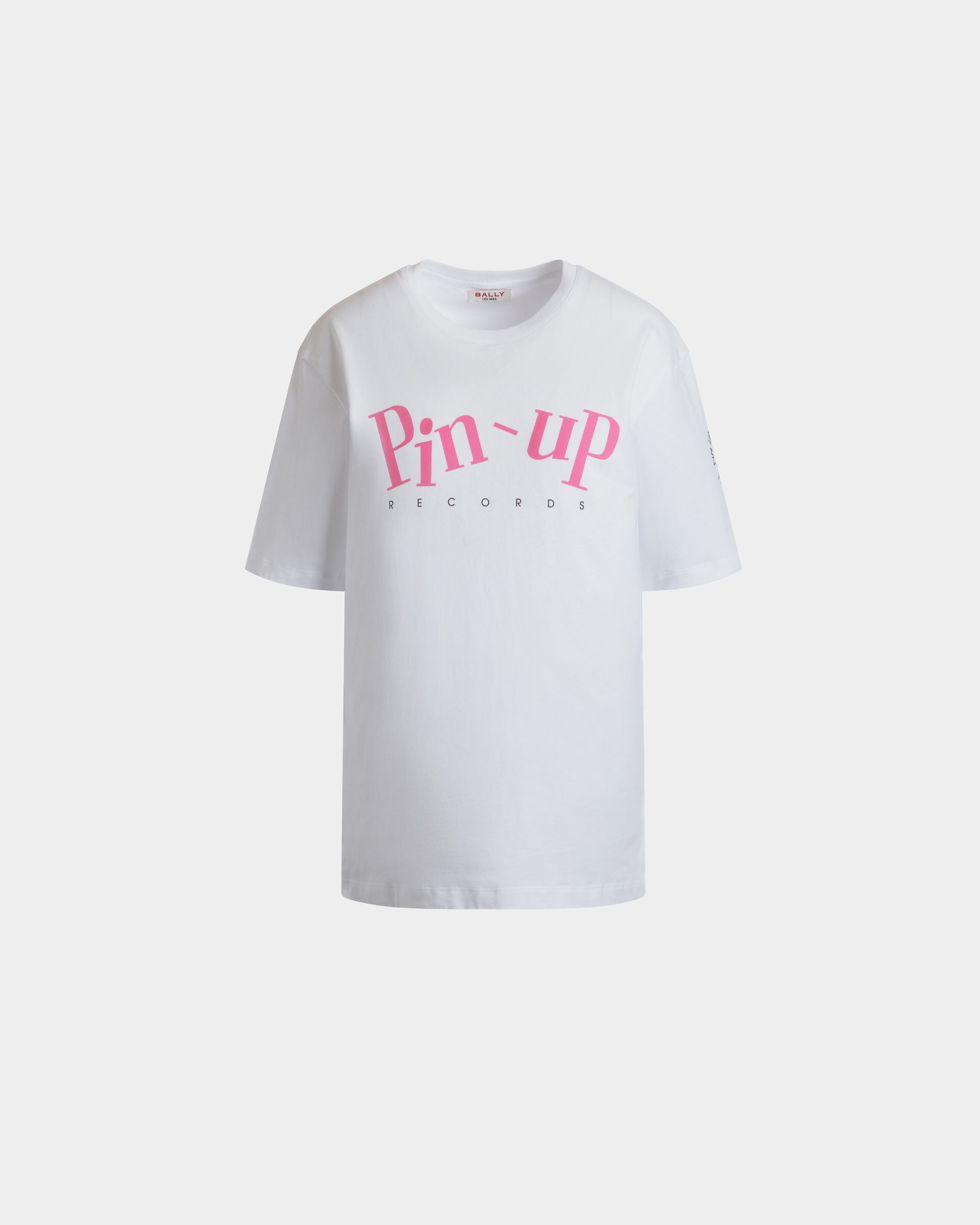 Leo Mas x Bally T-shirt in White Cotton with a Pin-Up Records Print - Women's - Bally - 01