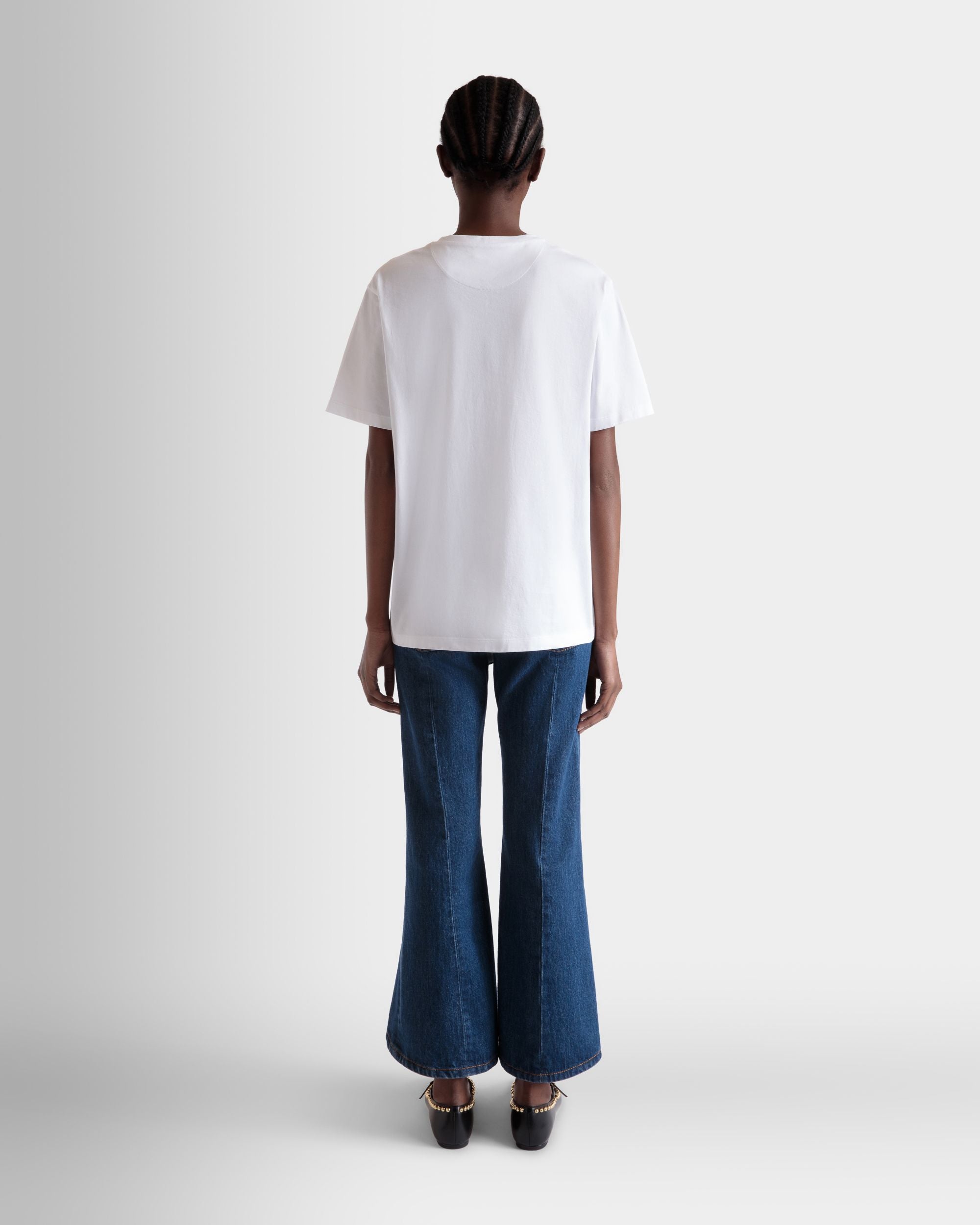 T-Shirt with a Beni Bischof Rocking Horse Print in White Cotton - Women's - Bally - 06