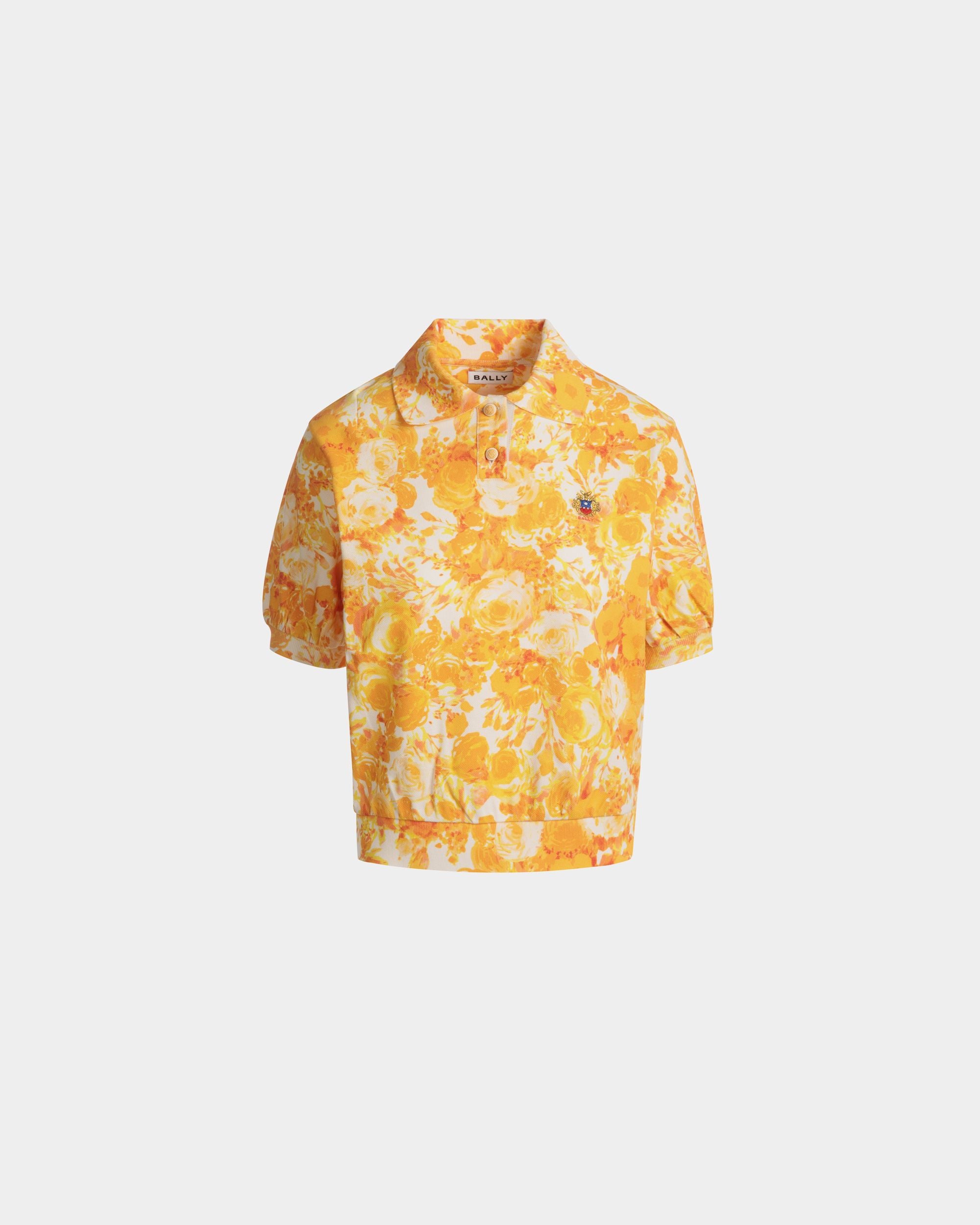 Polo Shirt with a Rosengarten Print in Koi Orange Cotton - Women's - Bally - 01