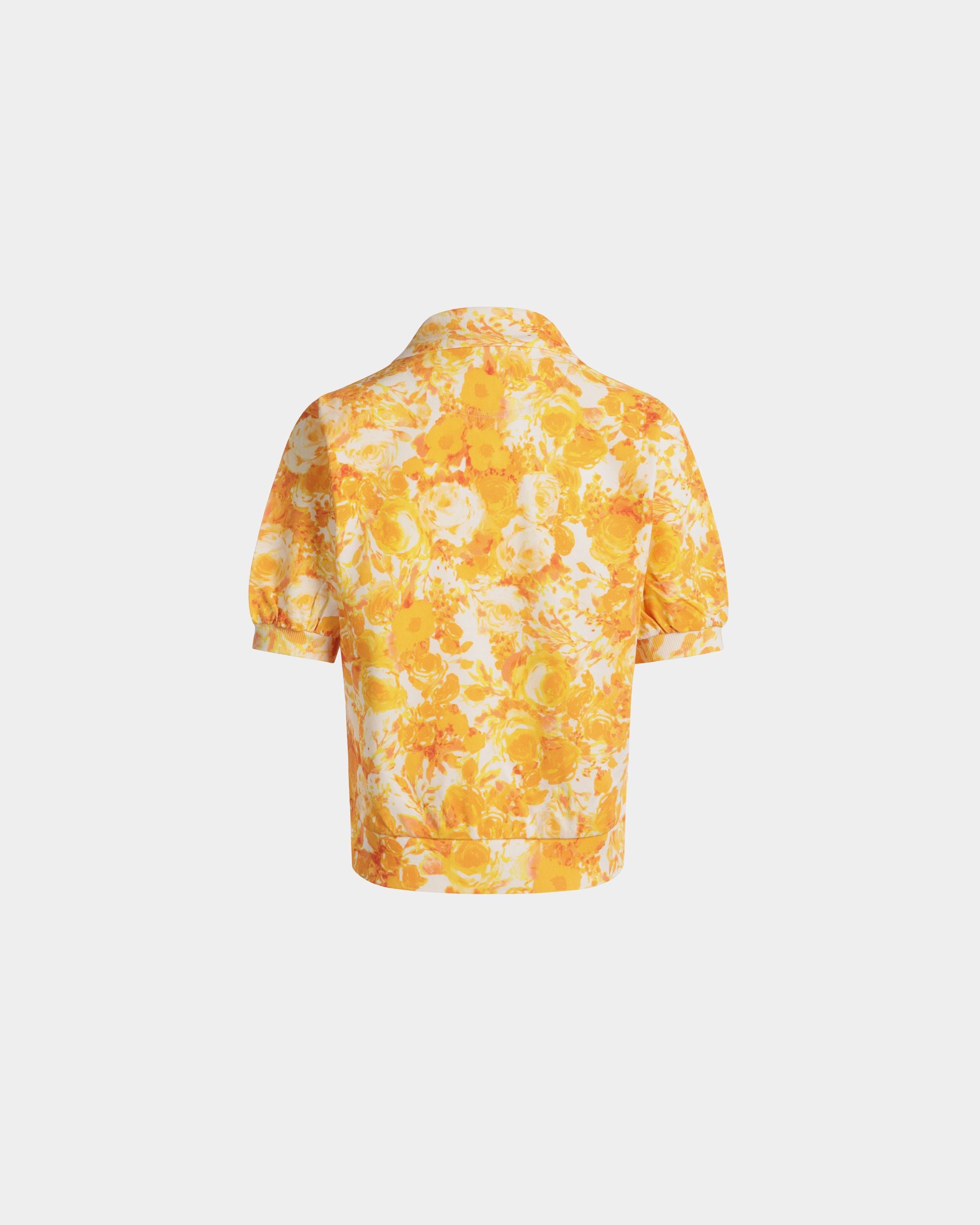 Polo Shirt with a Rosengarten Print in Koi Orange Cotton - Women's - Bally - 03