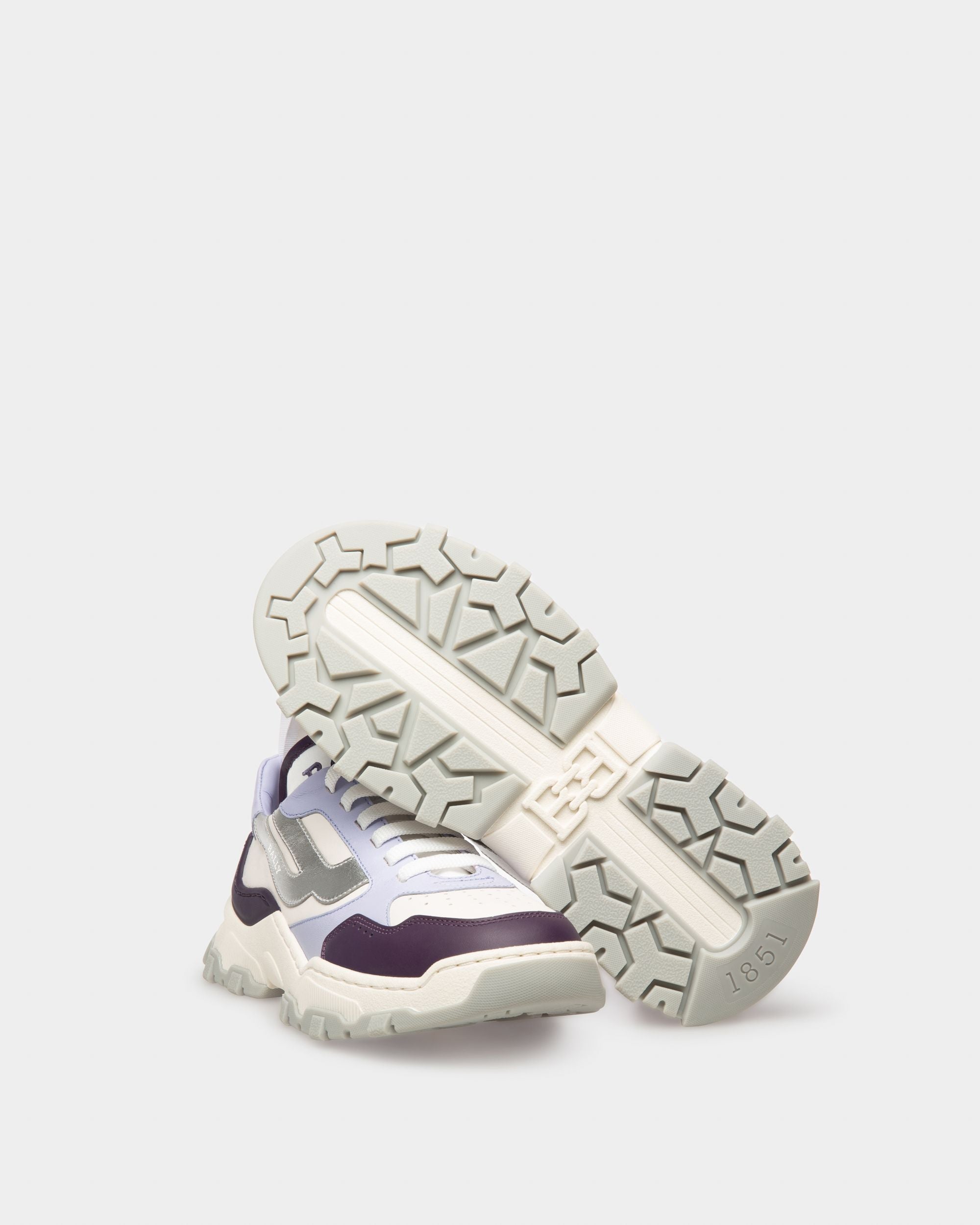Holden Leather And Fabric Sneakers In Purple And White - Women's - Bally - 05