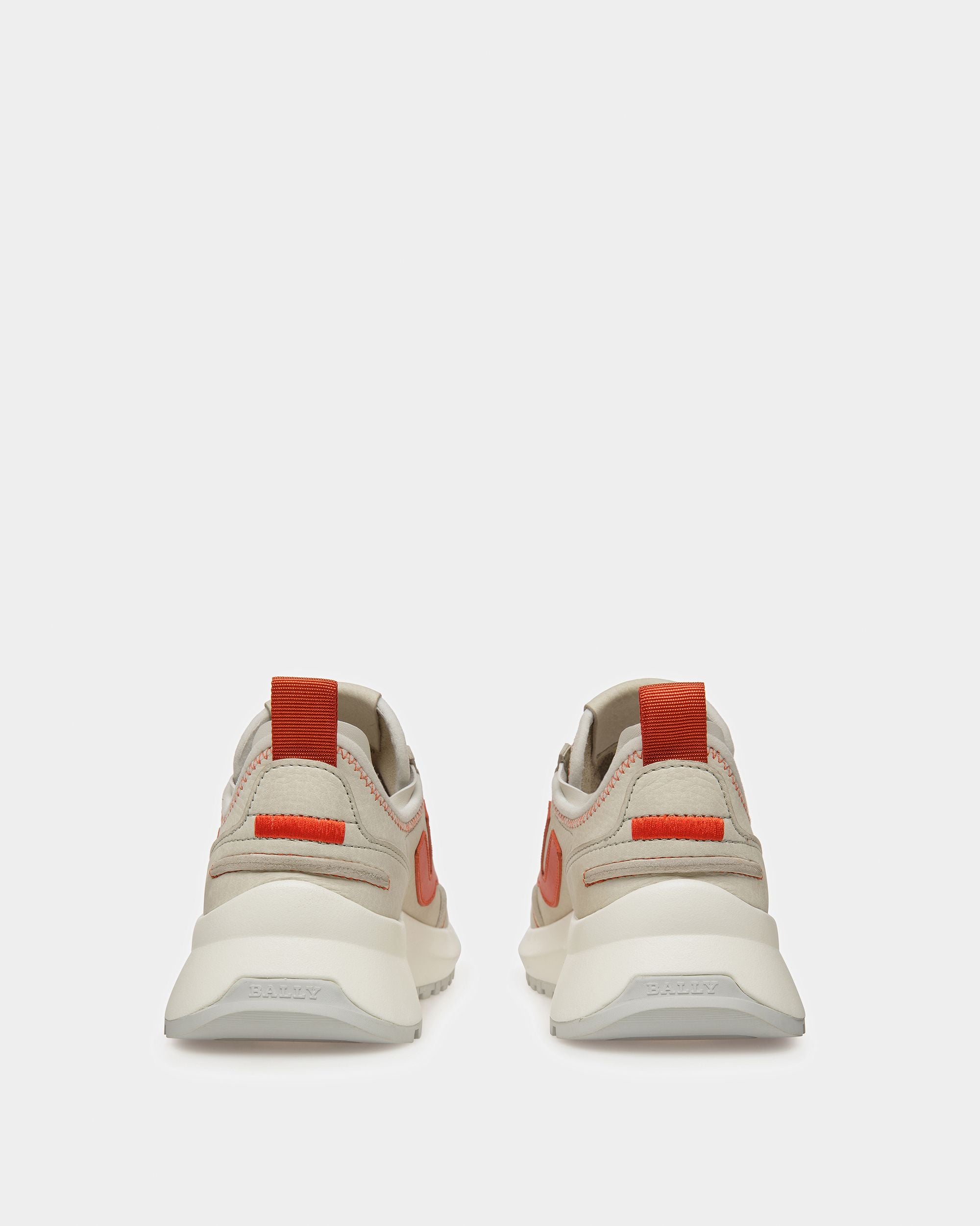 Darys Leather Sneakers In Dusty White And Orange - Women's - Bally - 04