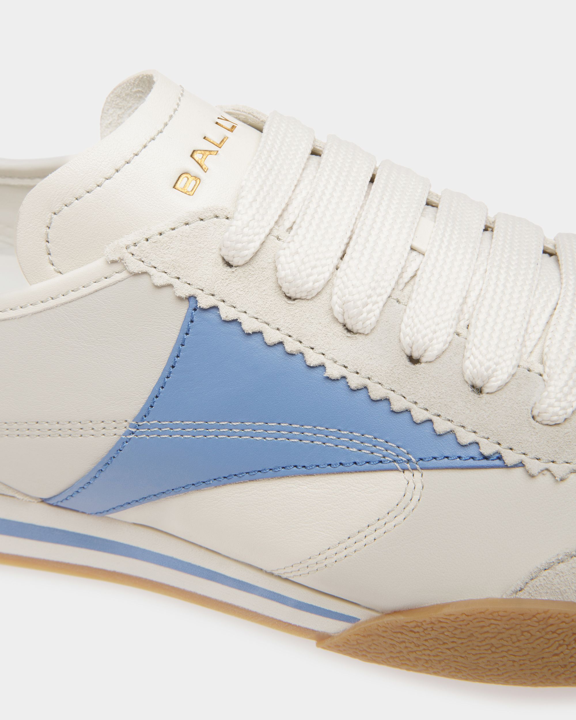 Sussex Sneakers In Dusty White And Blue Leather - Women's - Bally - 05