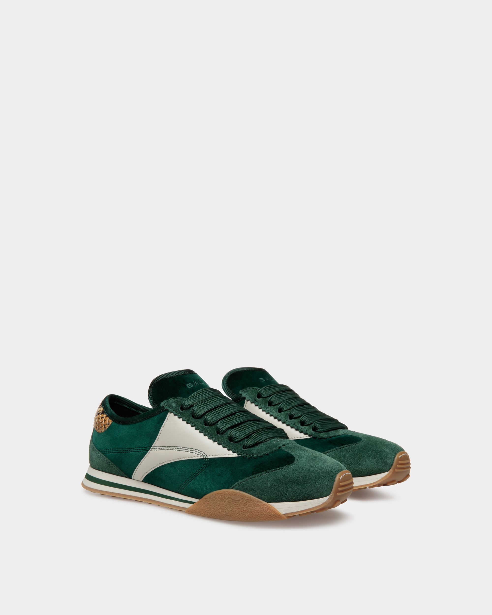 Sussex Sneakers In Peppermint And Dusty White Leather And Cotton - Women's - Bally - 02