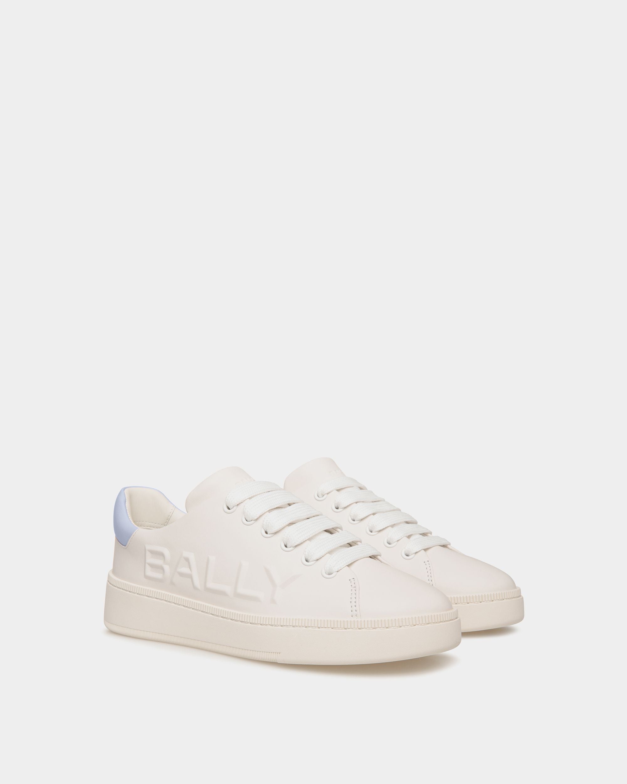 Raise Sneaker in White And Light Blue Leather - Women's - Bally - 02