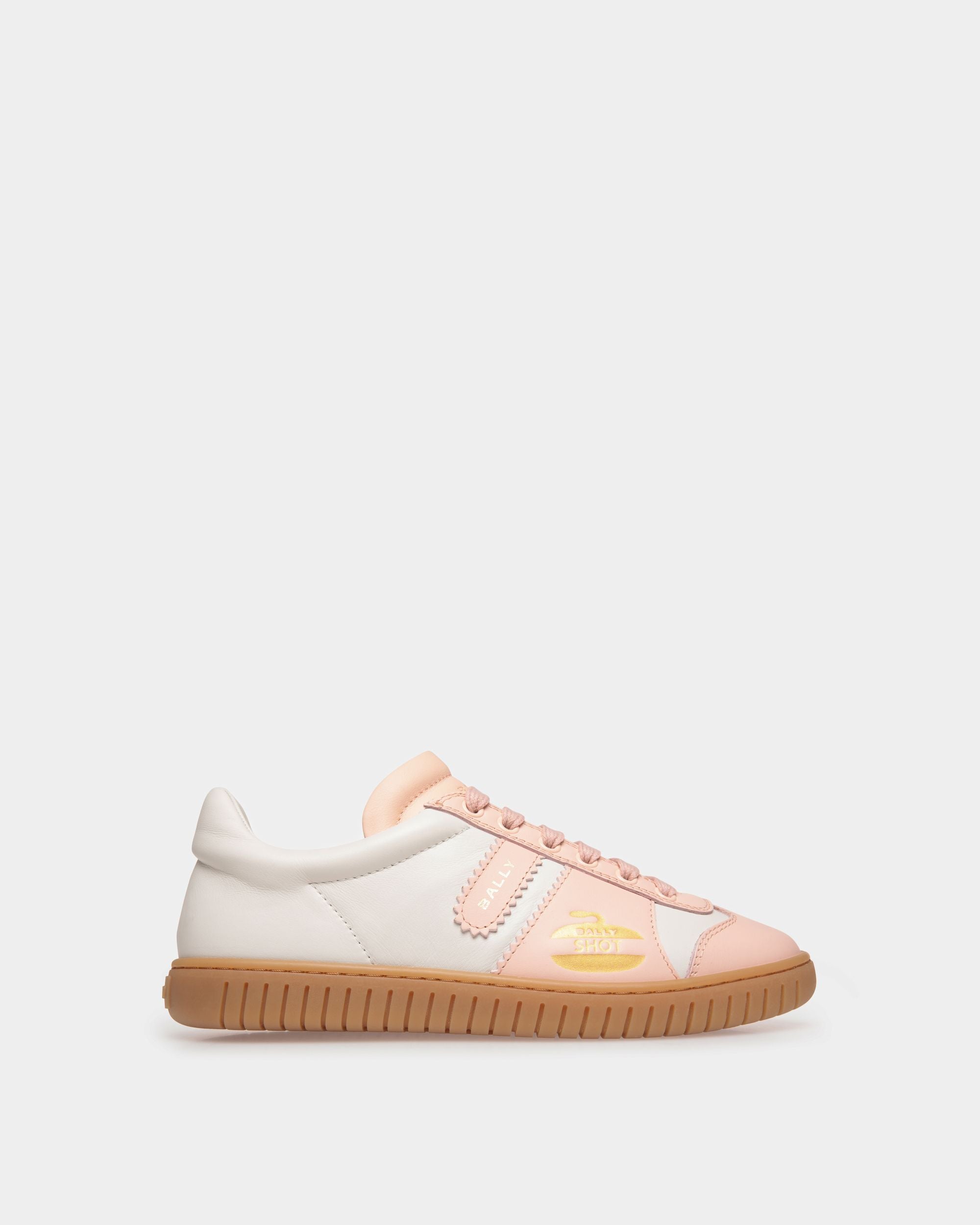 Player Sneaker in White and Baby Pink Leather - Women's - Bally - 01