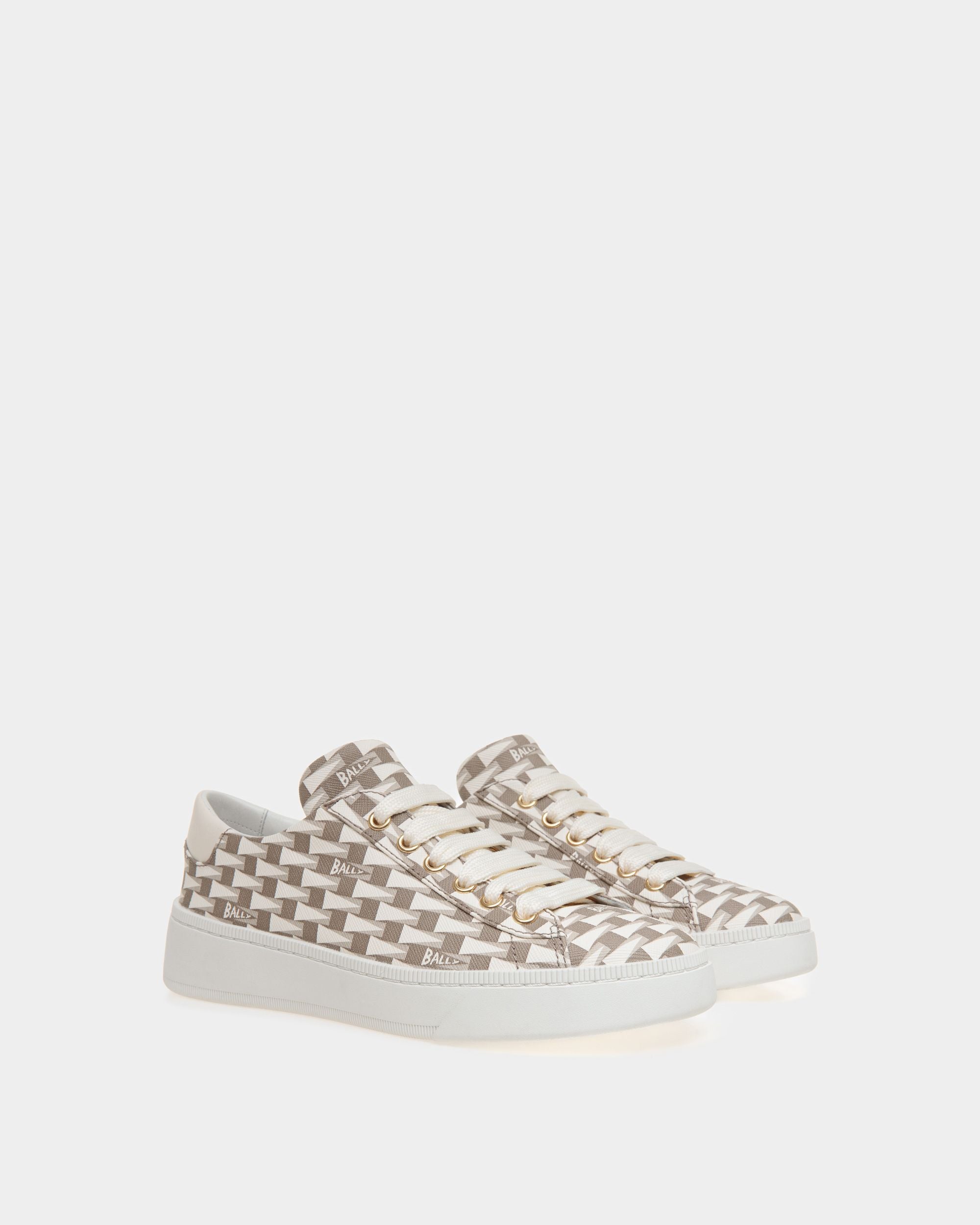 Raise Sneaker in Beige Pennant Motif Fabric - Women's - Bally - 02