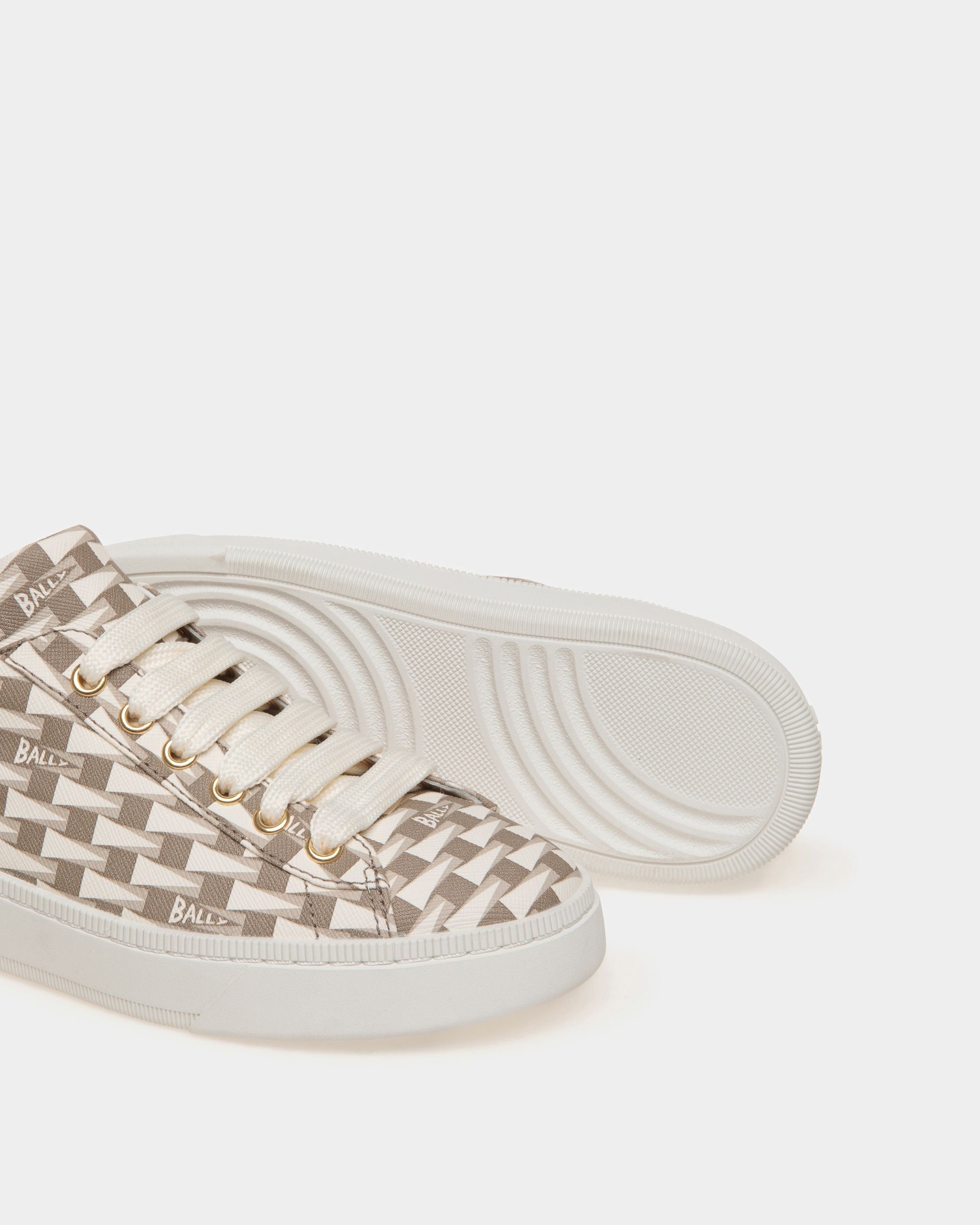 Raise Sneaker in Beige Pennant Motif Fabric - Women's - Bally - 04