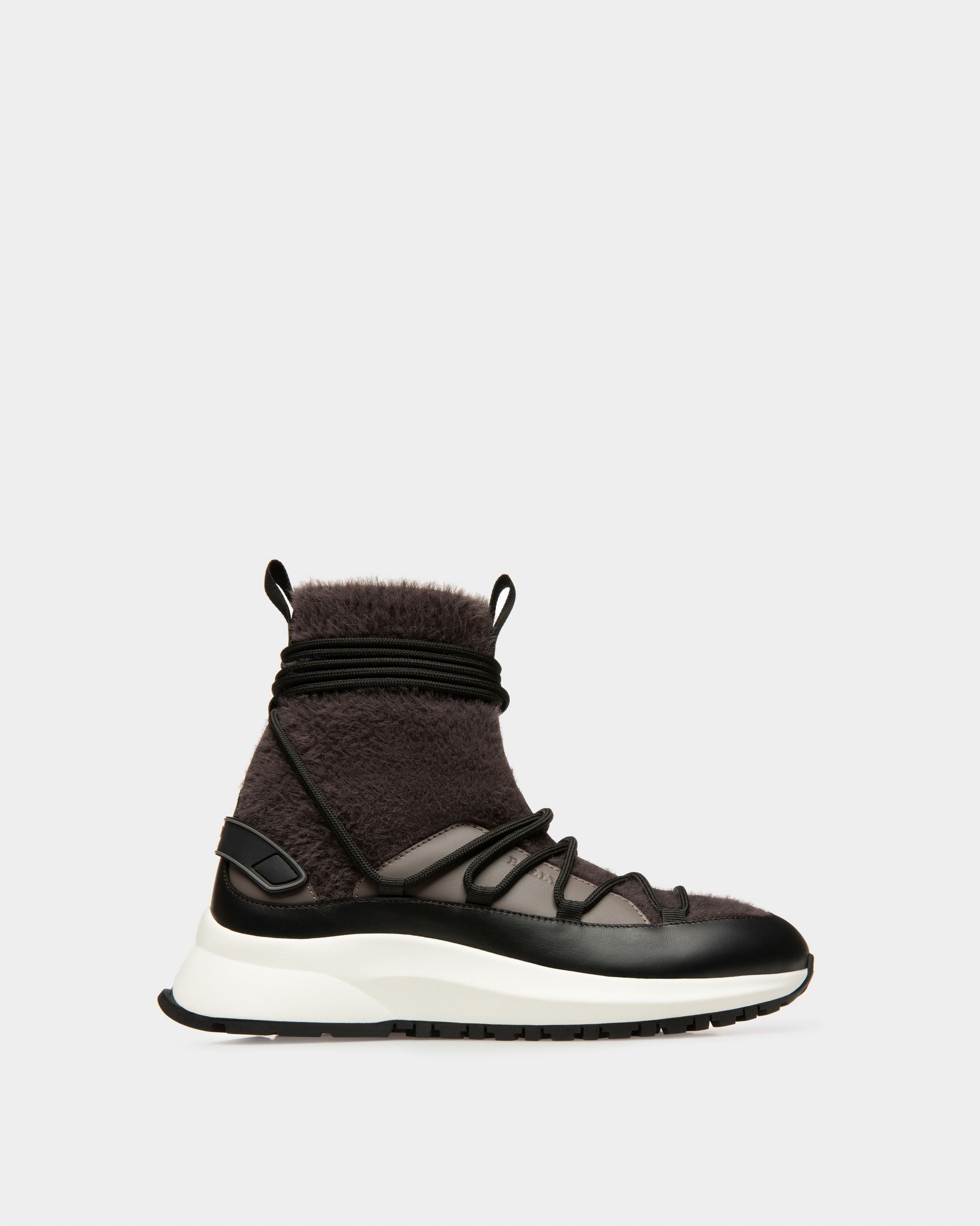 Dalyla Cashmere Fabric & Leather Boots In Grey & Black - Women's - Bally - 01