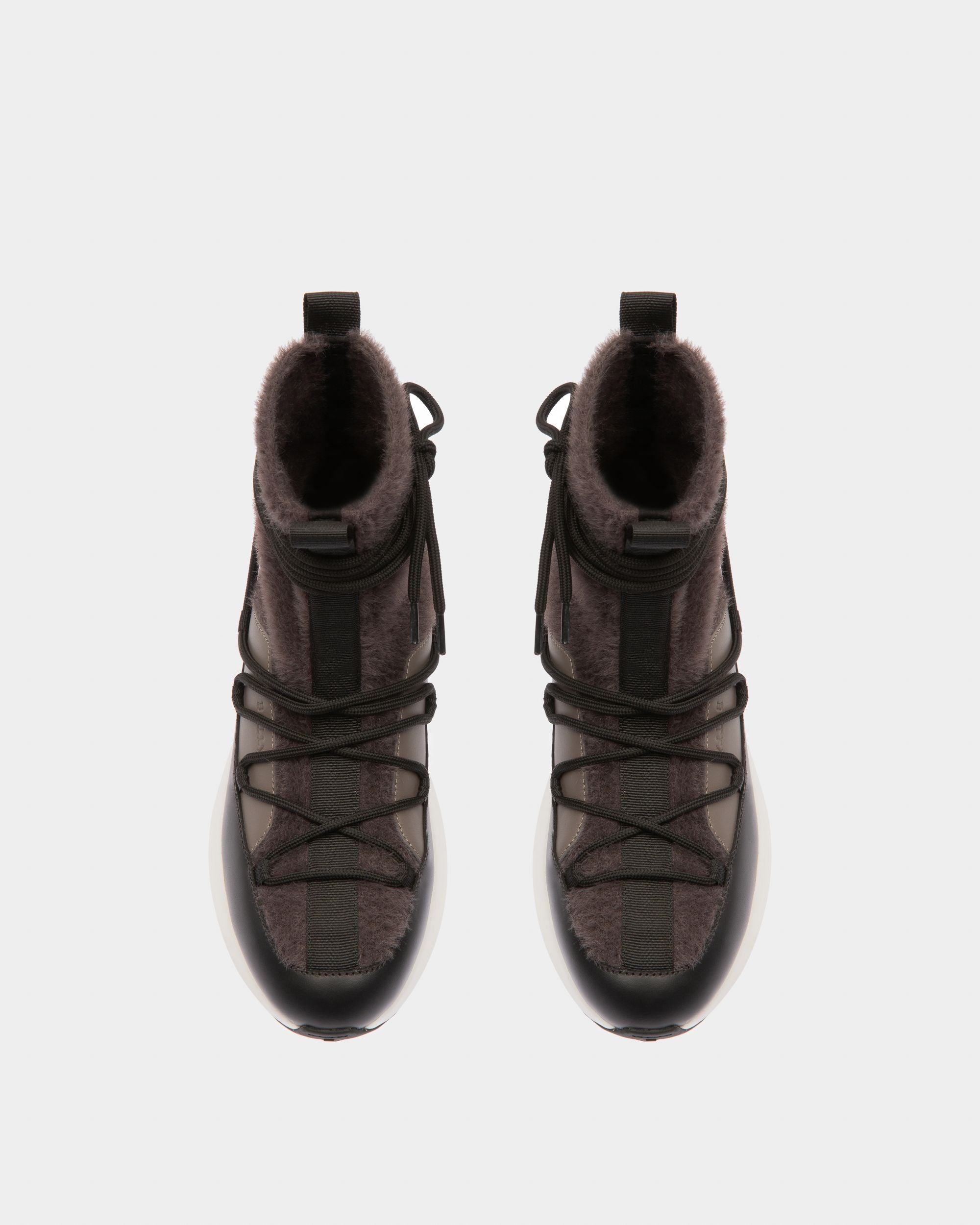 Dalyla Cashmere Fabric & Leather Boots In Grey & Black - Women's - Bally - 02