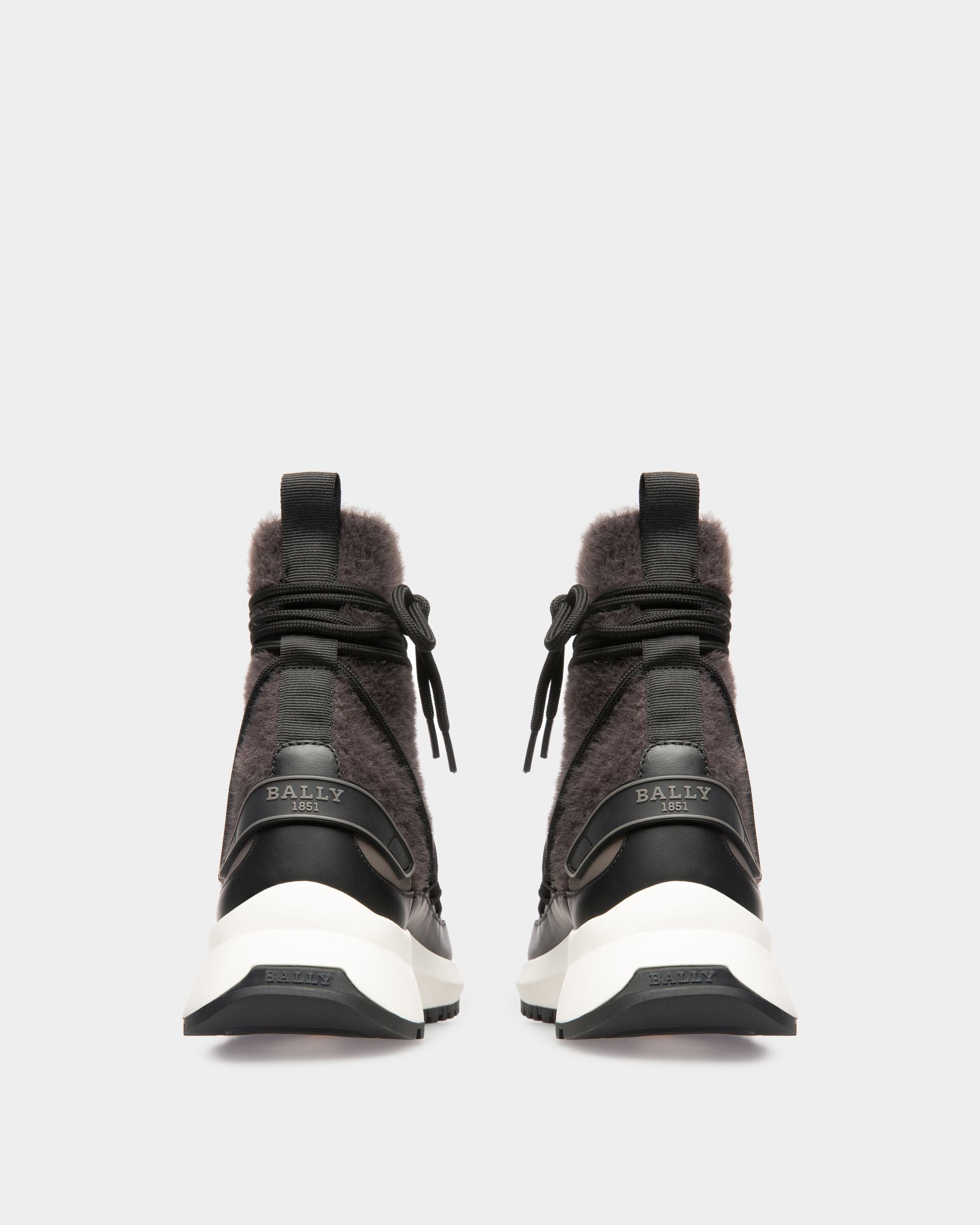 Dalyla Cashmere Fabric & Leather Boots In Grey & Black - Women's - Bally - 04