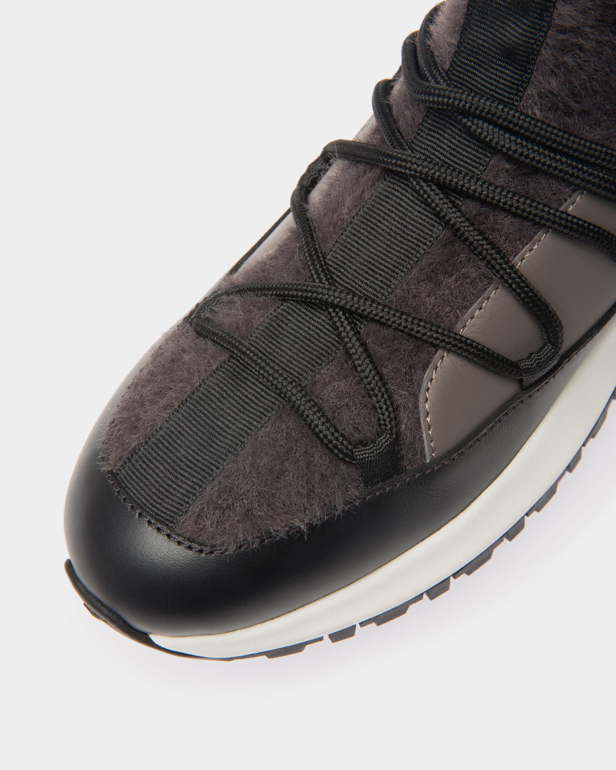 Dalyla Cashmere Fabric & Leather Boots In Grey & Black - Women's - Bally - 06