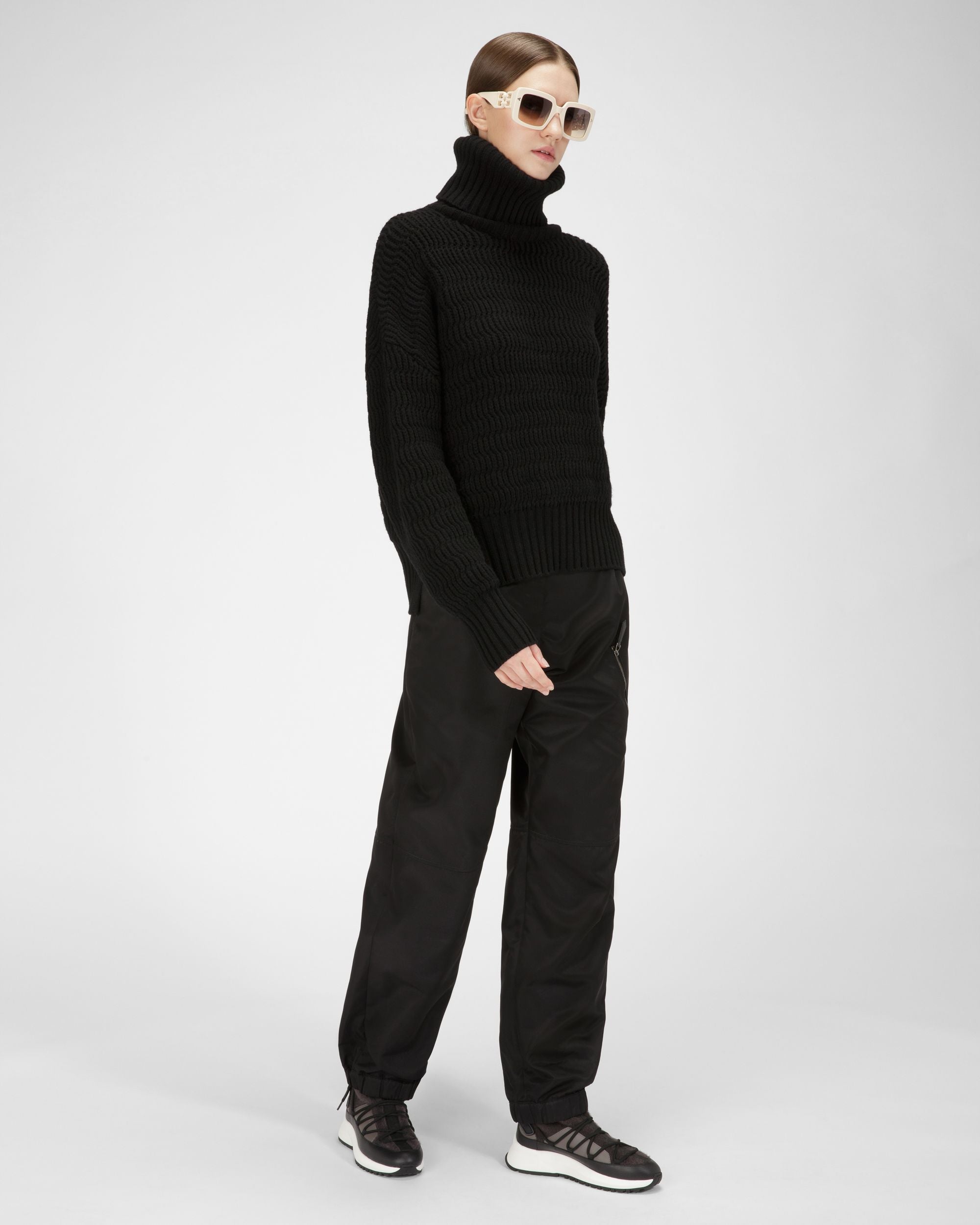 Dalyla Cashmere Fabric & Leather Boots In Grey & Black - Women's - Bally - 07