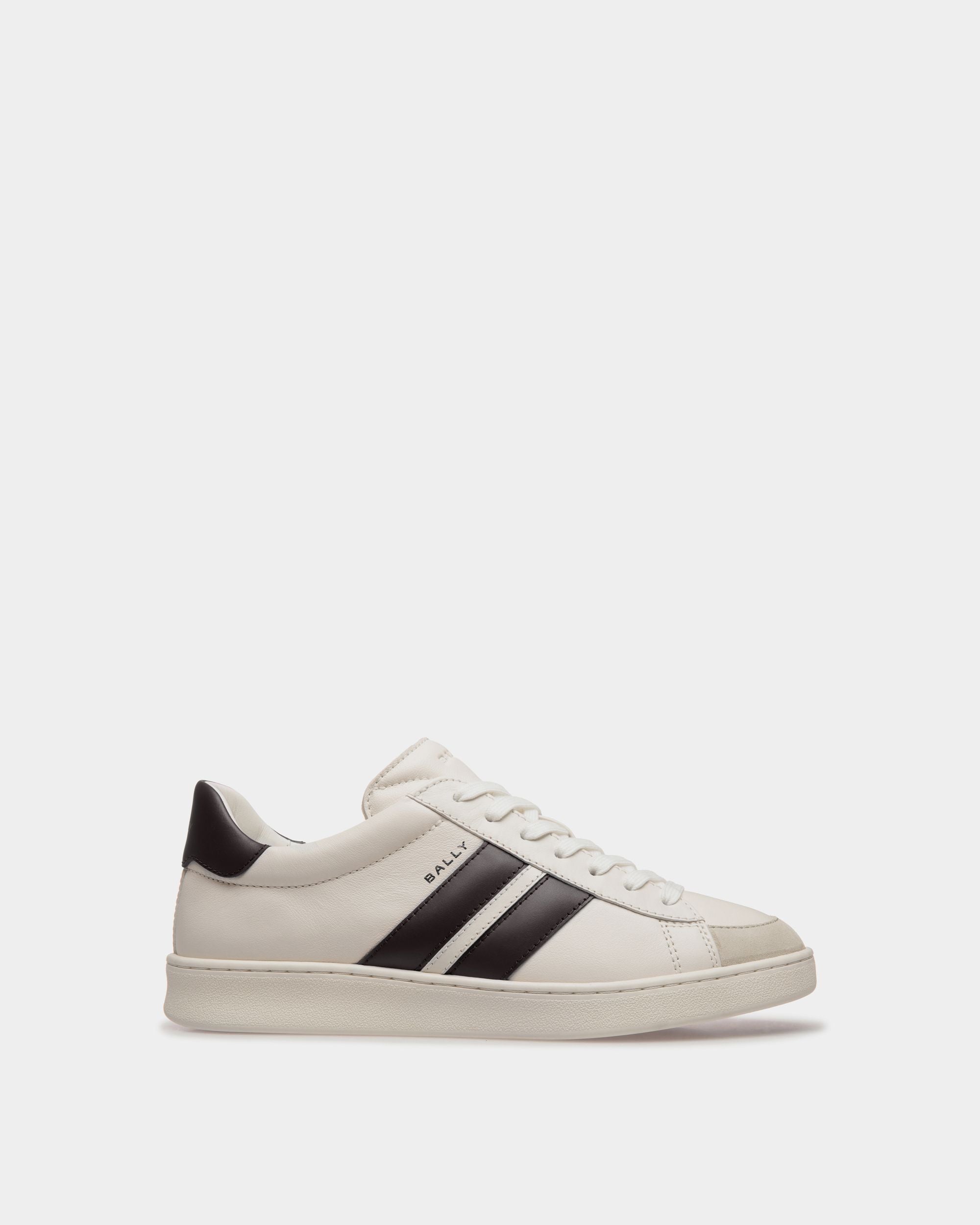 Tennis Sneaker in White and Black Leather - Women's - Bally - 01