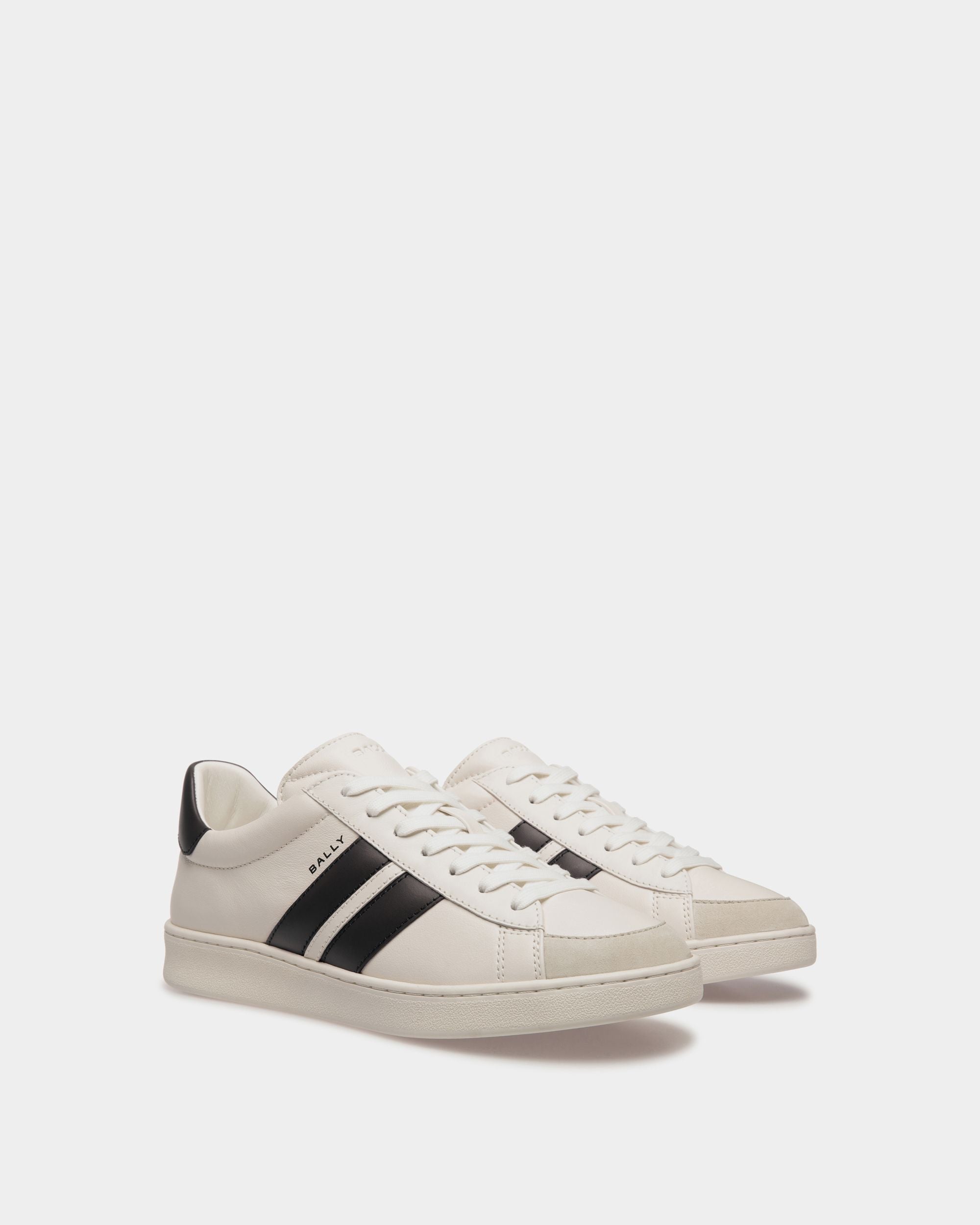 Tennis Sneaker in White and Black Leather - Women's - Bally - 03