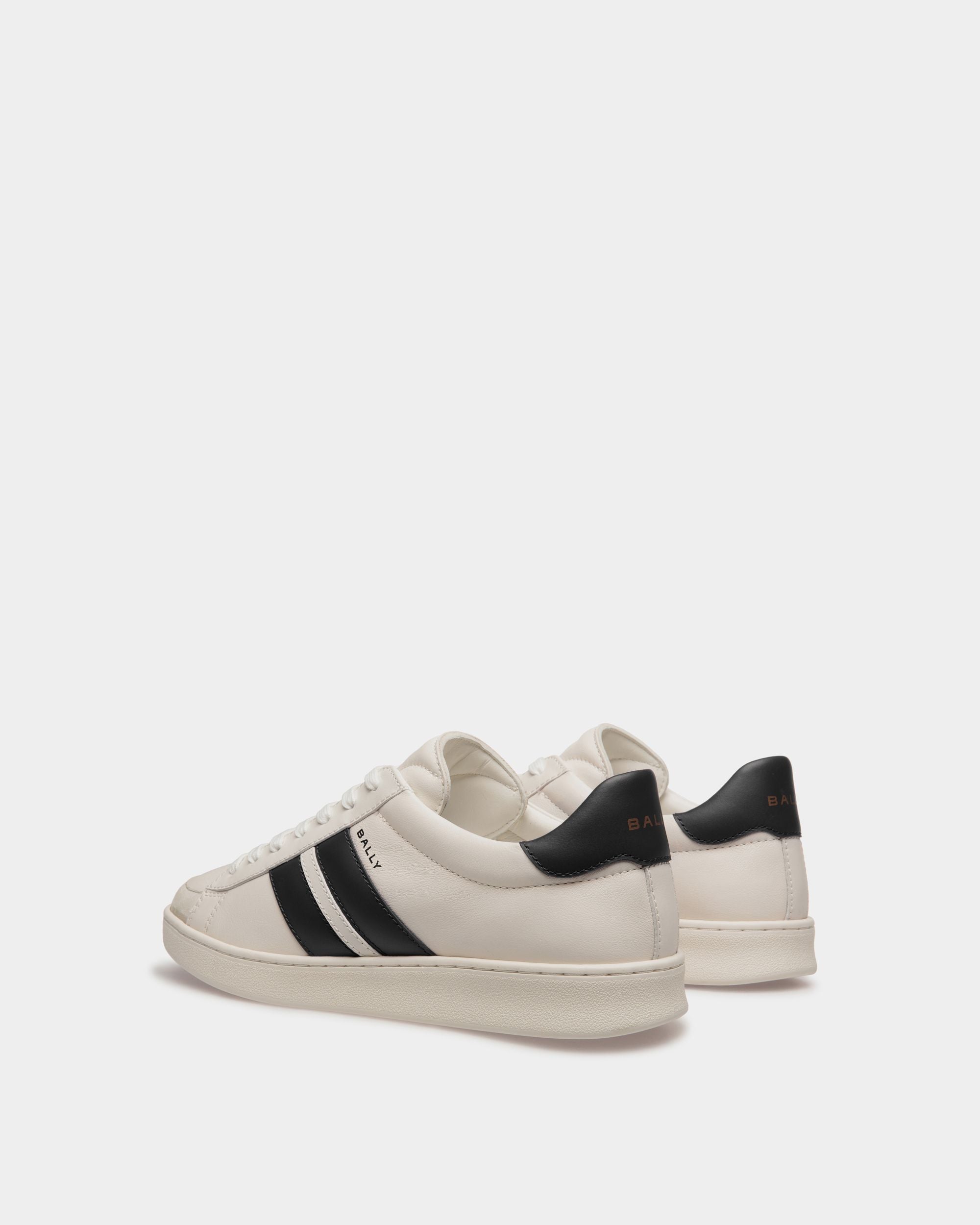 Tennis Sneaker in White and Black Leather - Women's - Bally - 04