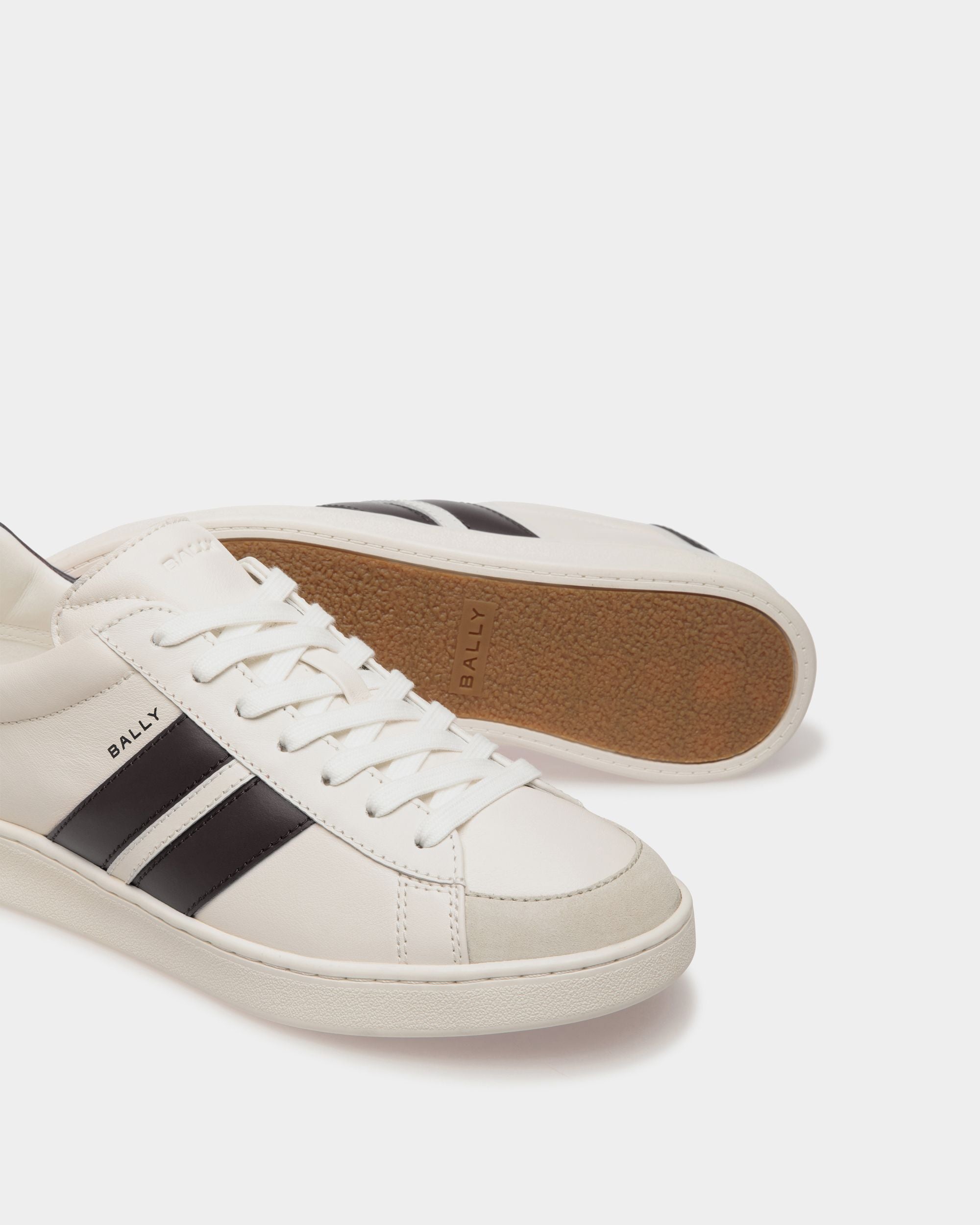 Tennis Sneaker in White and Black Leather - Women's - Bally - 05