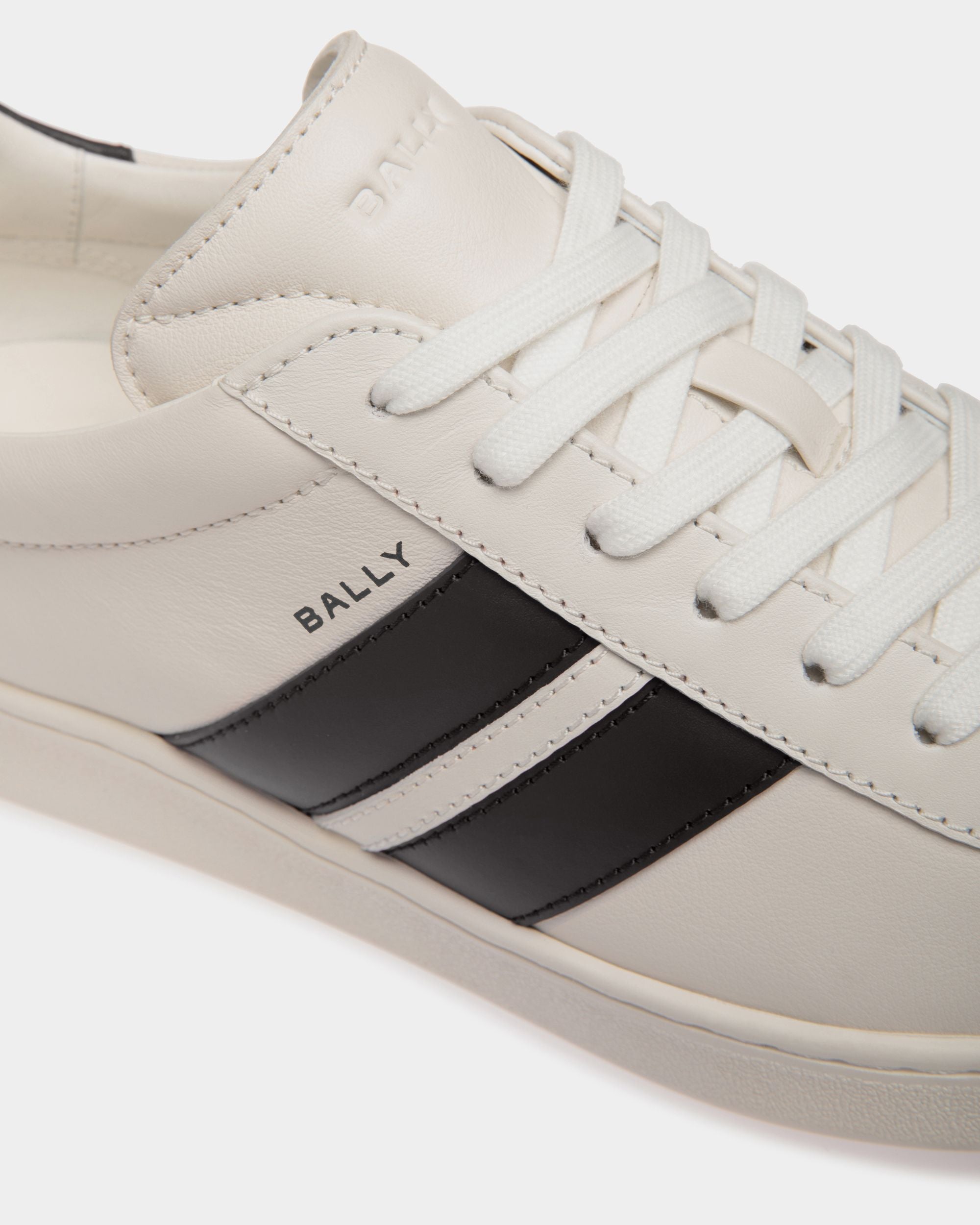 Tennis Sneaker in White and Black Leather - Women's - Bally - 06