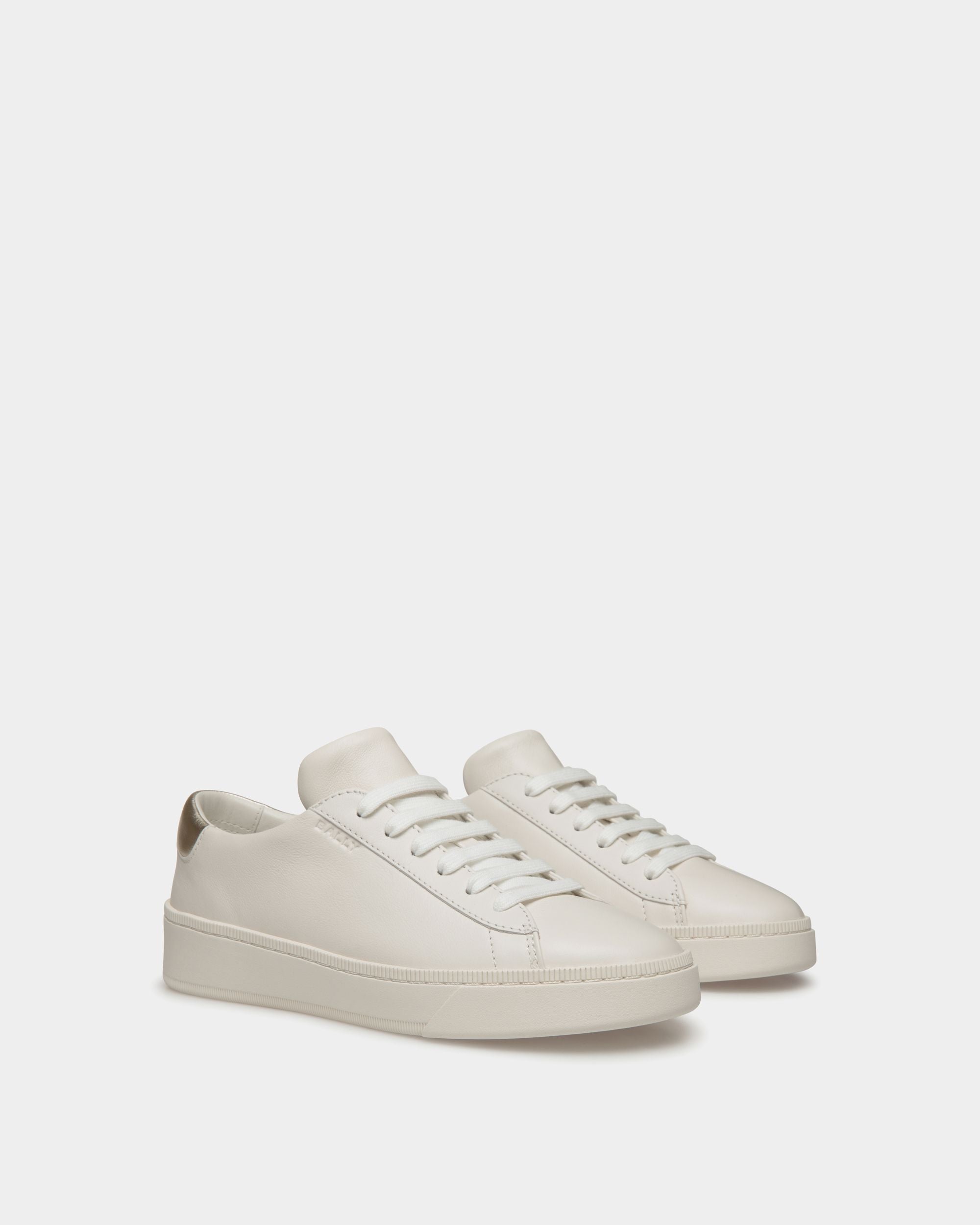 Raise Sneaker In White And Gold Leather - Women's - Bally - 03