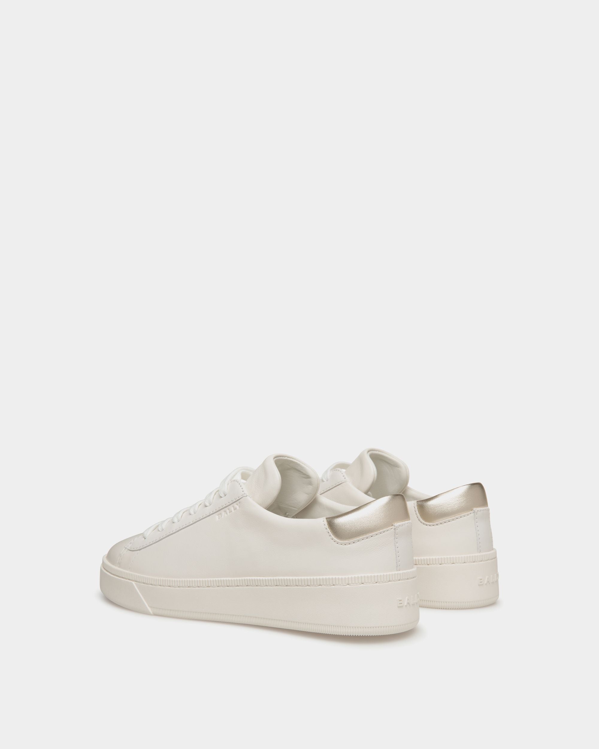 Raise Sneaker In White And Gold Leather - Women's - Bally - 04
