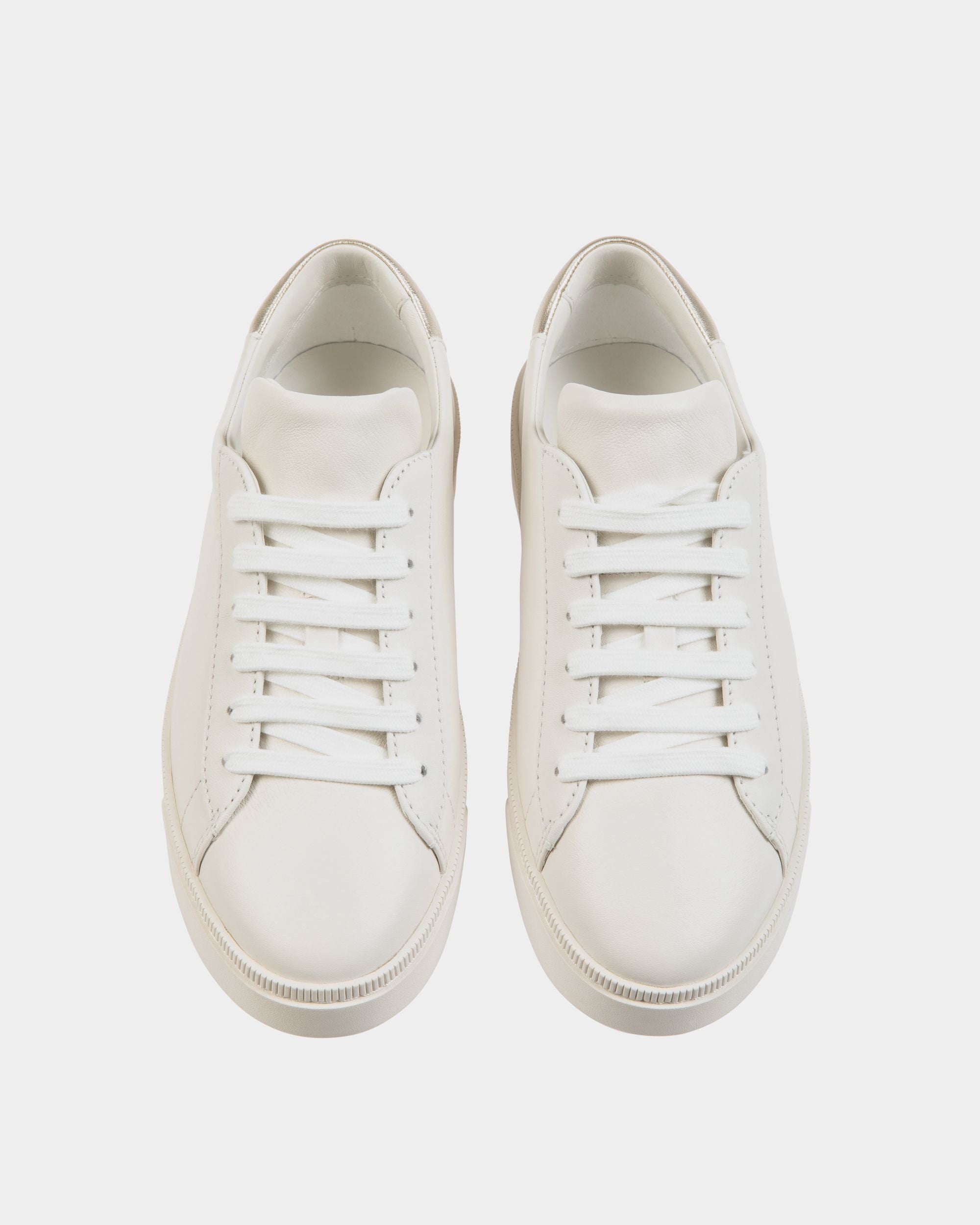 Raise Sneaker In White And Gold Leather - Women's - Bally - 05