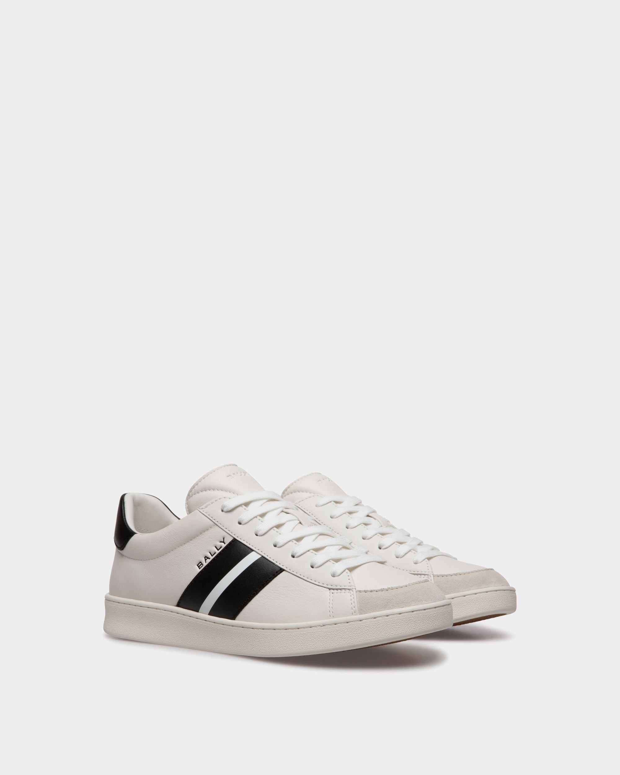 Tennis Sneaker In White And Black Leather - Women's - Bally - 03