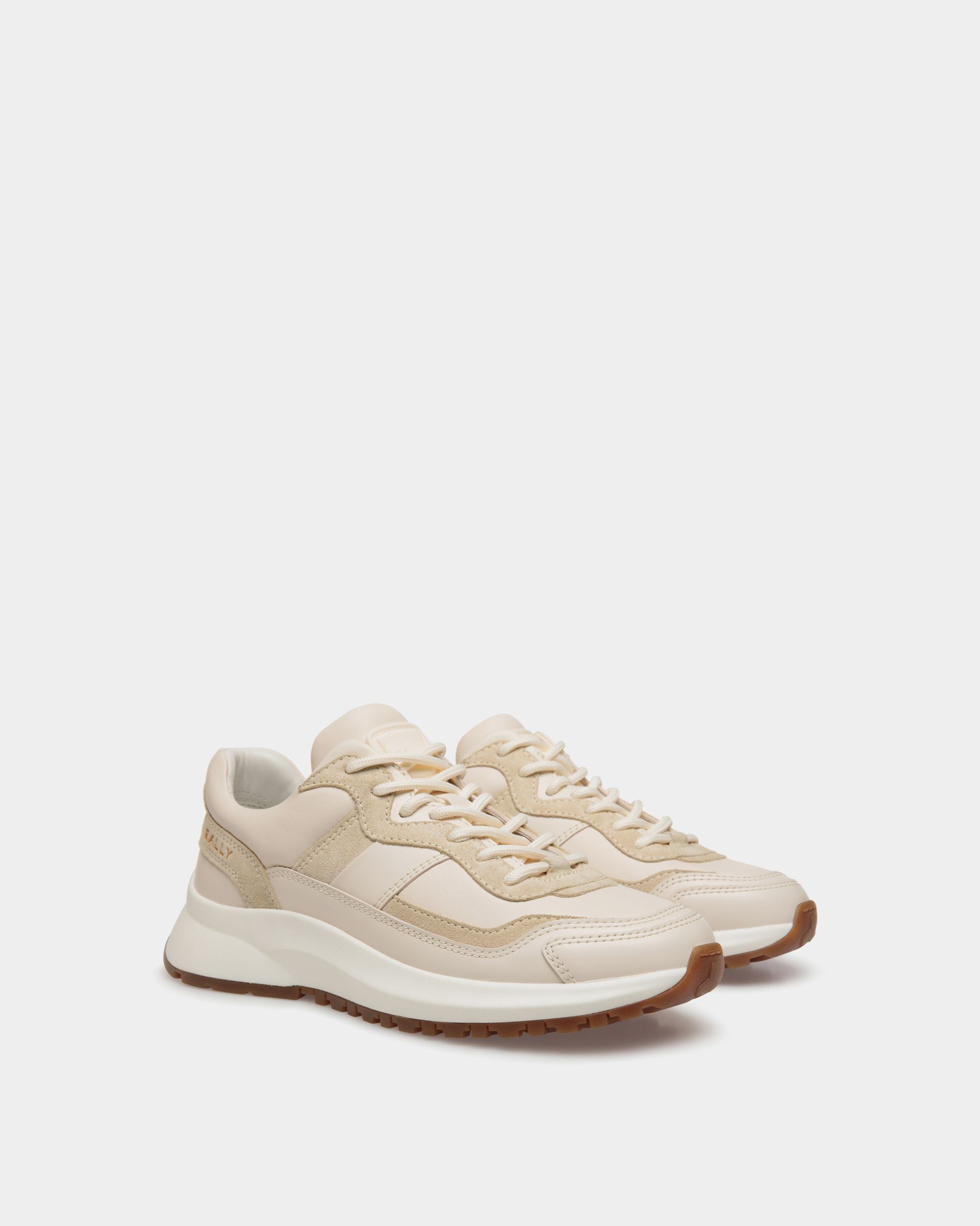Outline Sneaker in Ivory and Champagne Leather - Women's - Bally - 02