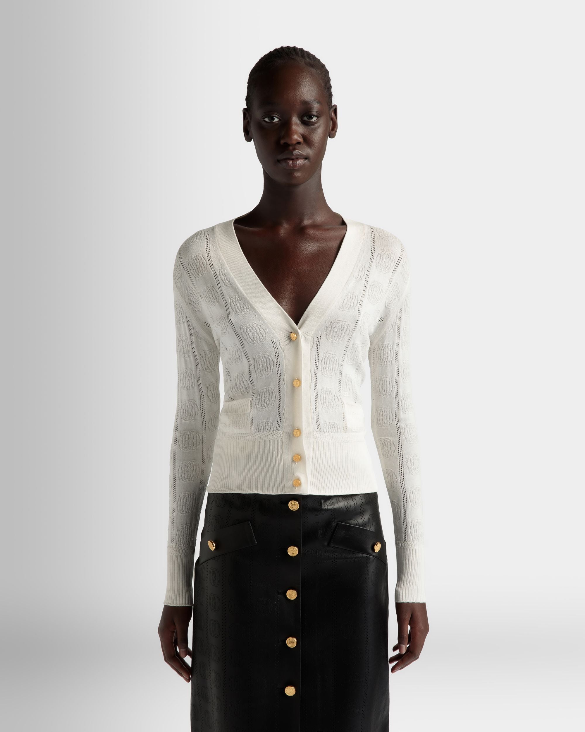 Beige Cardigan in Beige Silk Blend - Women's - Bally - 03