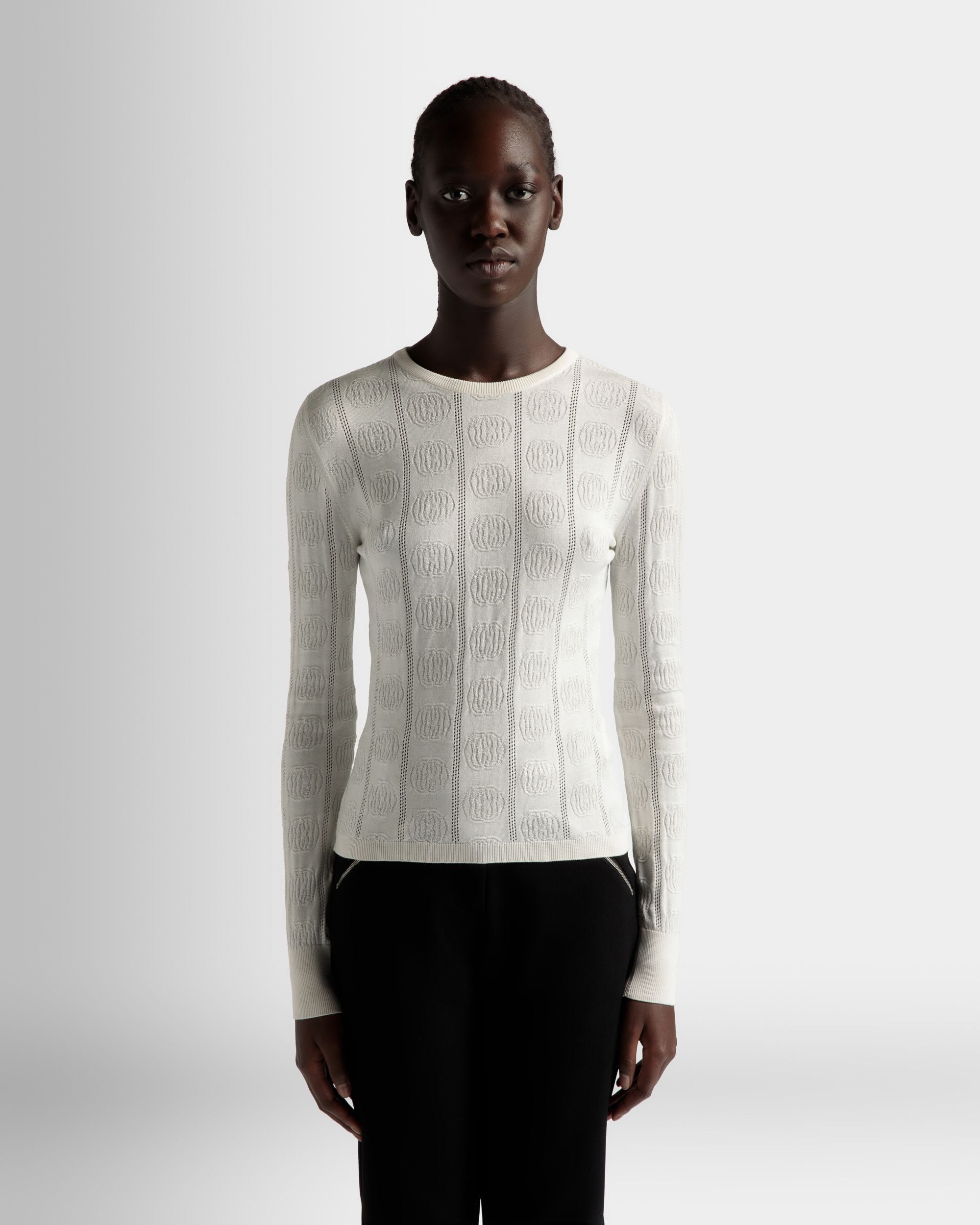 Crewneck Top In A Beige Silk Blend - Women's - Bally - 03