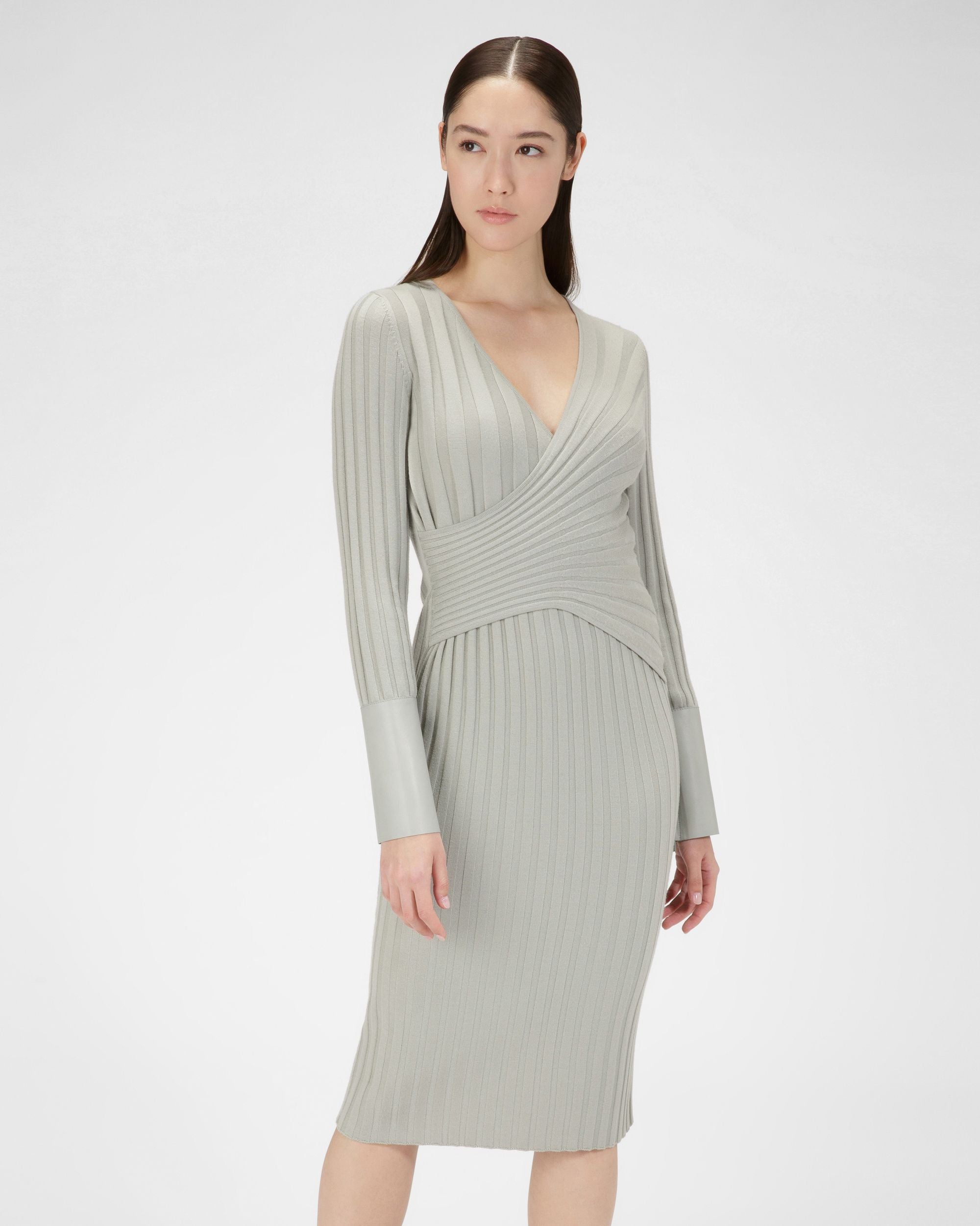 Wool And Cashmere Mix Dress In Grey - Women's - Bally - 01