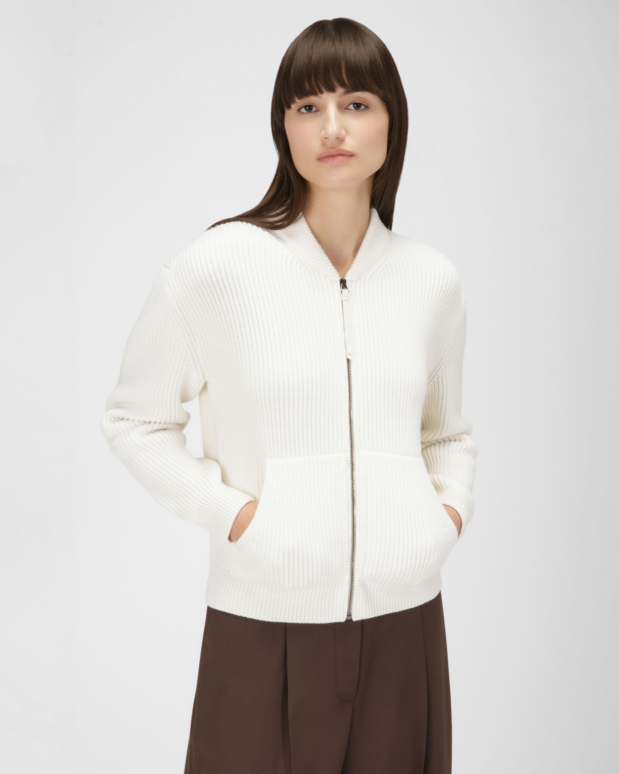 Wool Jacket In Bone - Women's - Bally - 01