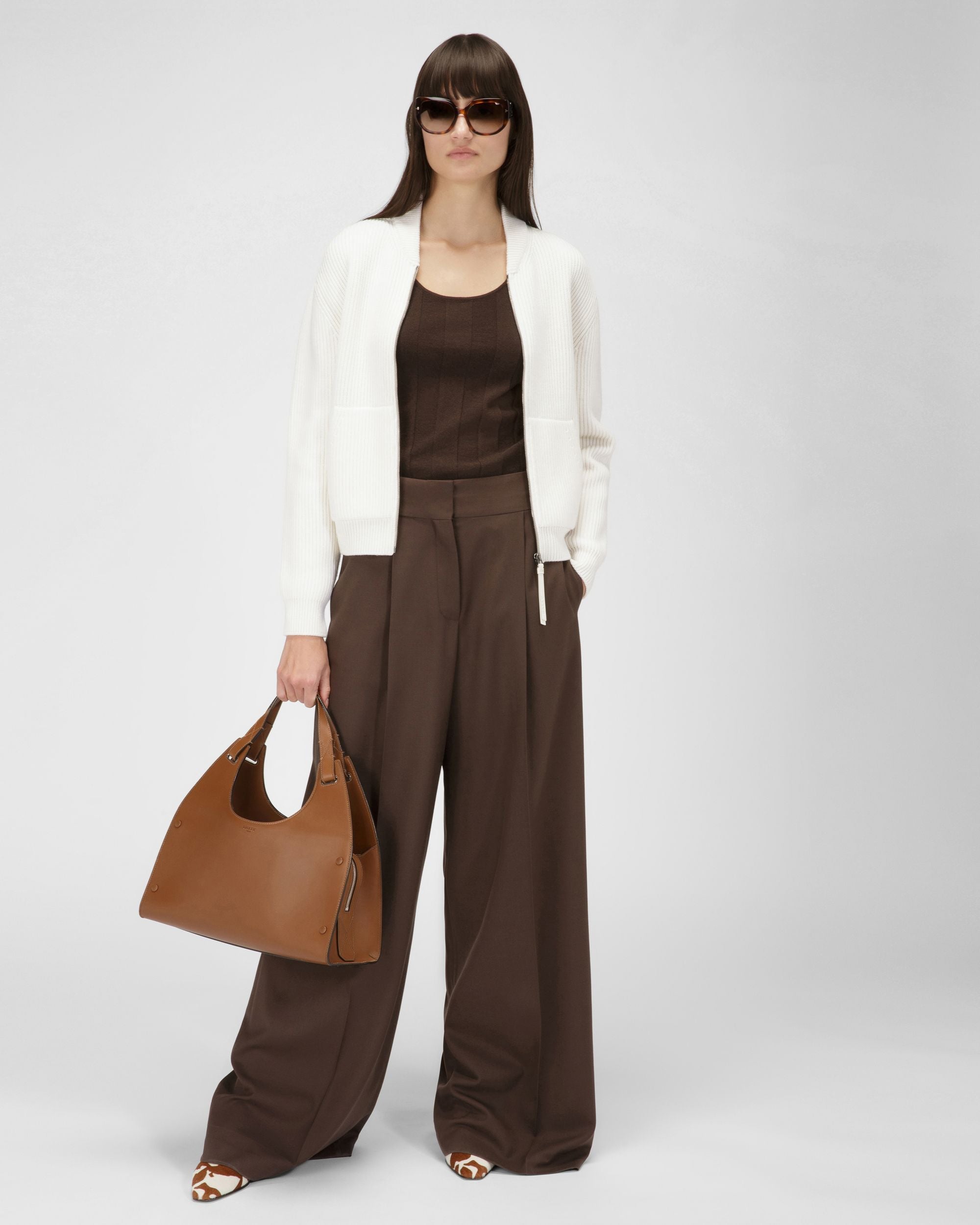 Wool Jacket In Bone - Women's - Bally - 05