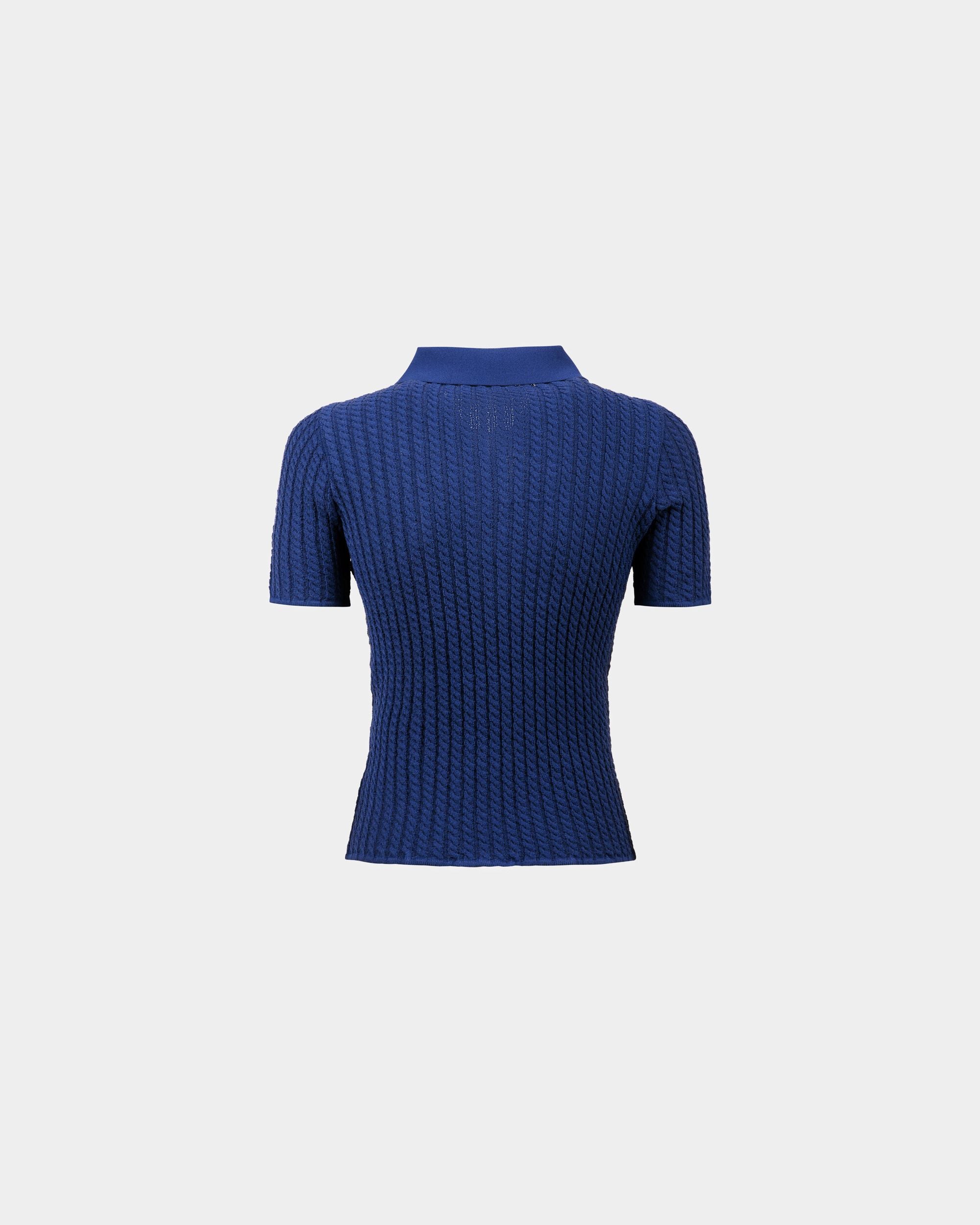 Half Zip Knit Polo Shirt in Blue - Women's - Bally - 03