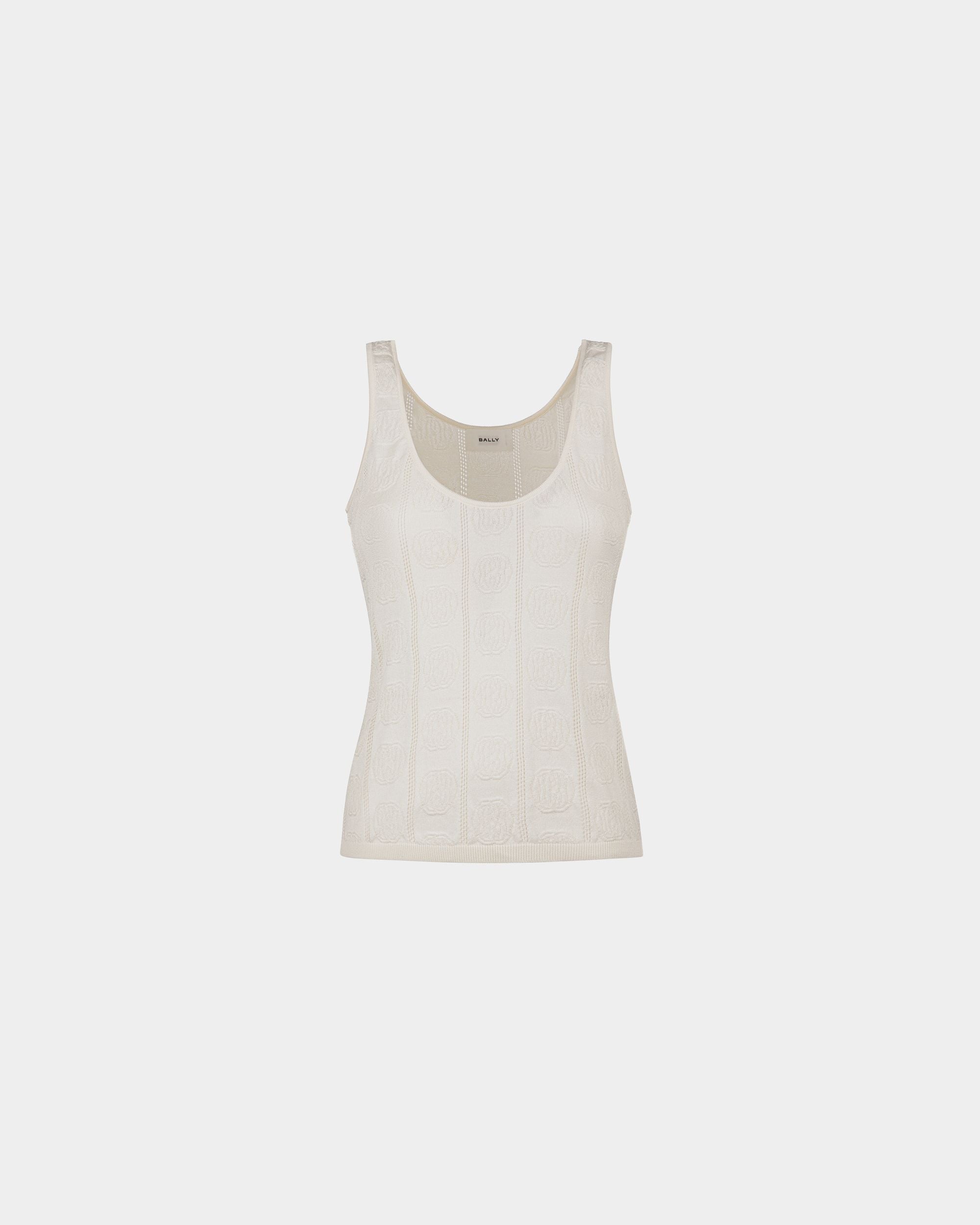 Tank Top In White Silk And Cotton - Women's - Bally - 01