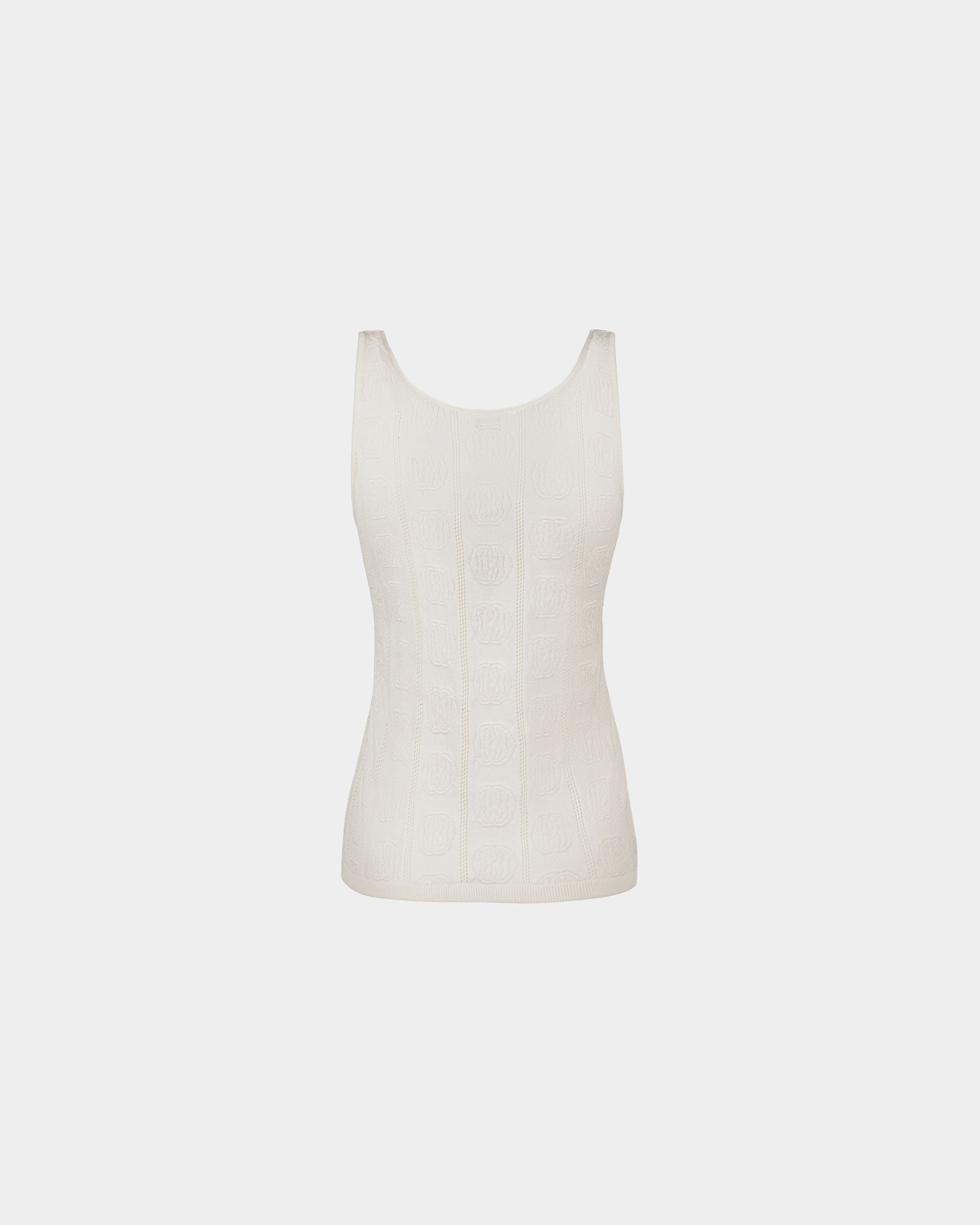 Tank Top In White Silk And Cotton - Women's - Bally - 03
