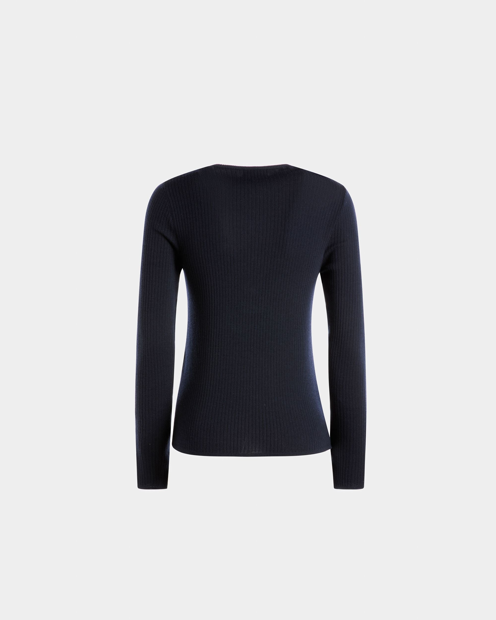 Knitted Henley Top In Ink Wool - Women's - Bally - 07