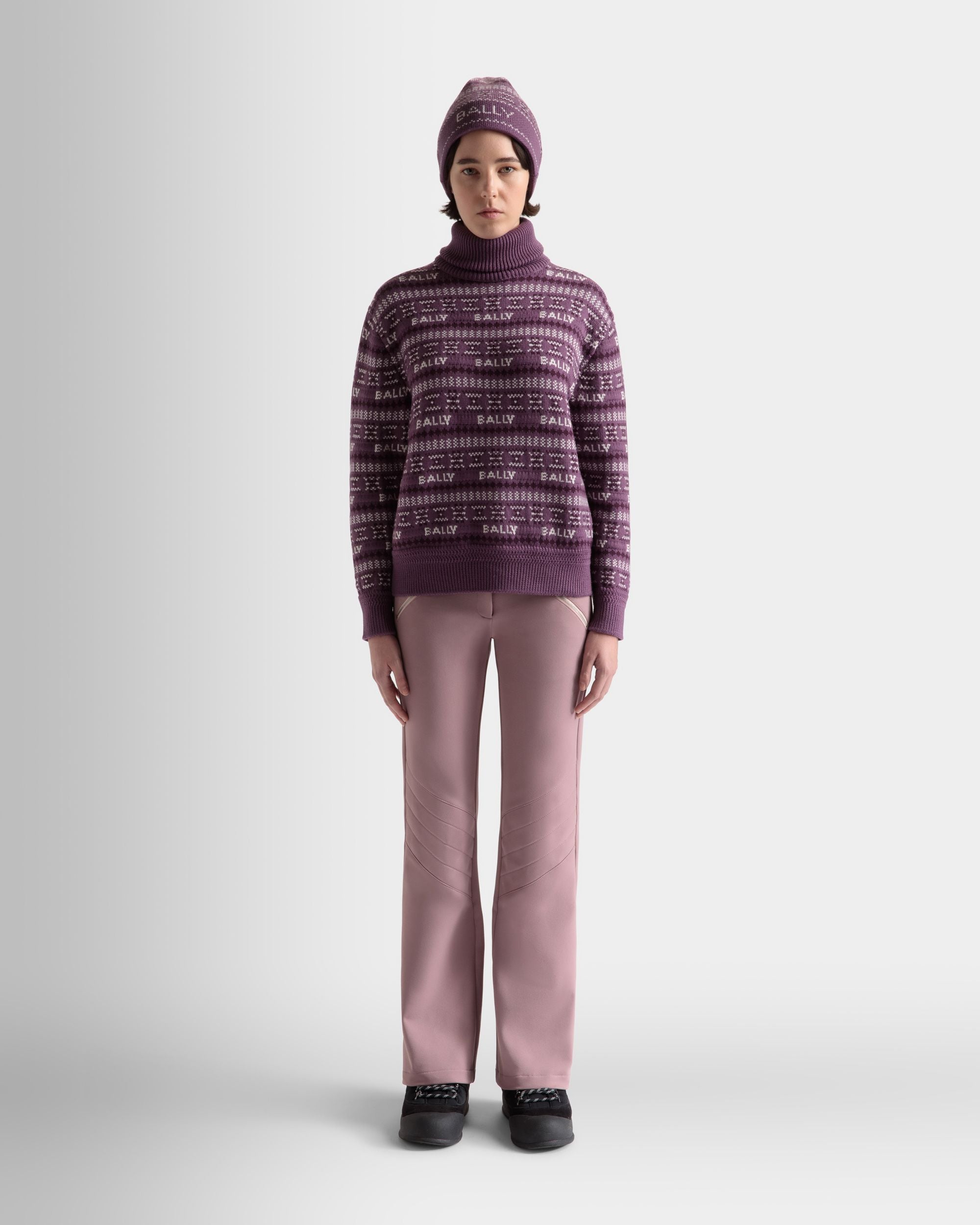Turtleneck Sweater In Purple Wool - Women's - Bally - 02