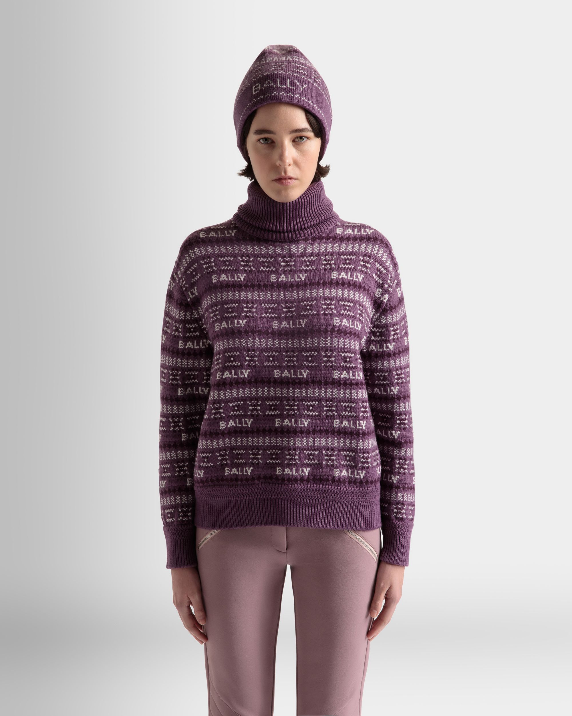 Turtleneck Sweater In Purple Wool - Women's - Bally - 03