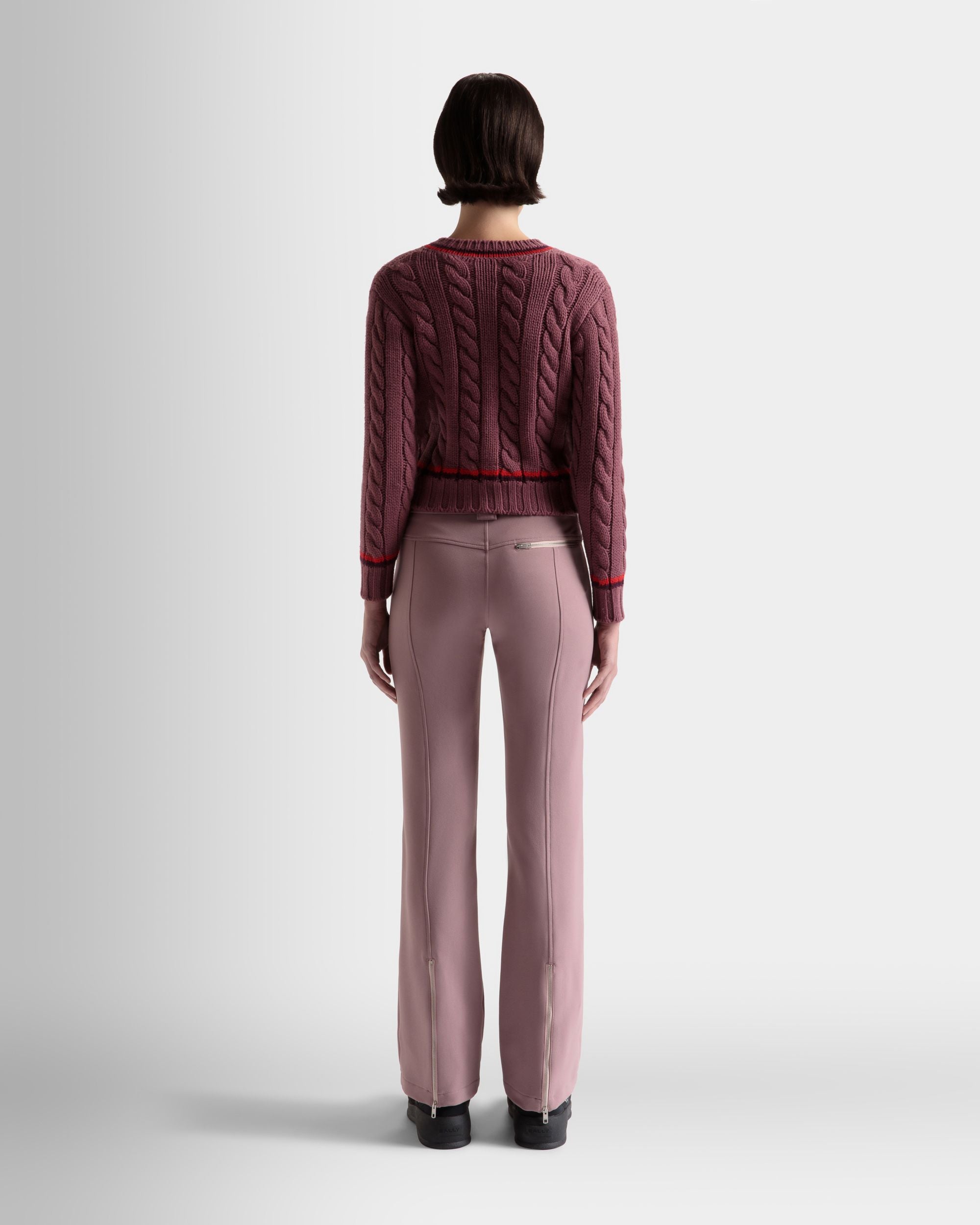 V-Neck Sweater In Light Pink Wool - Women's - Bally - 06