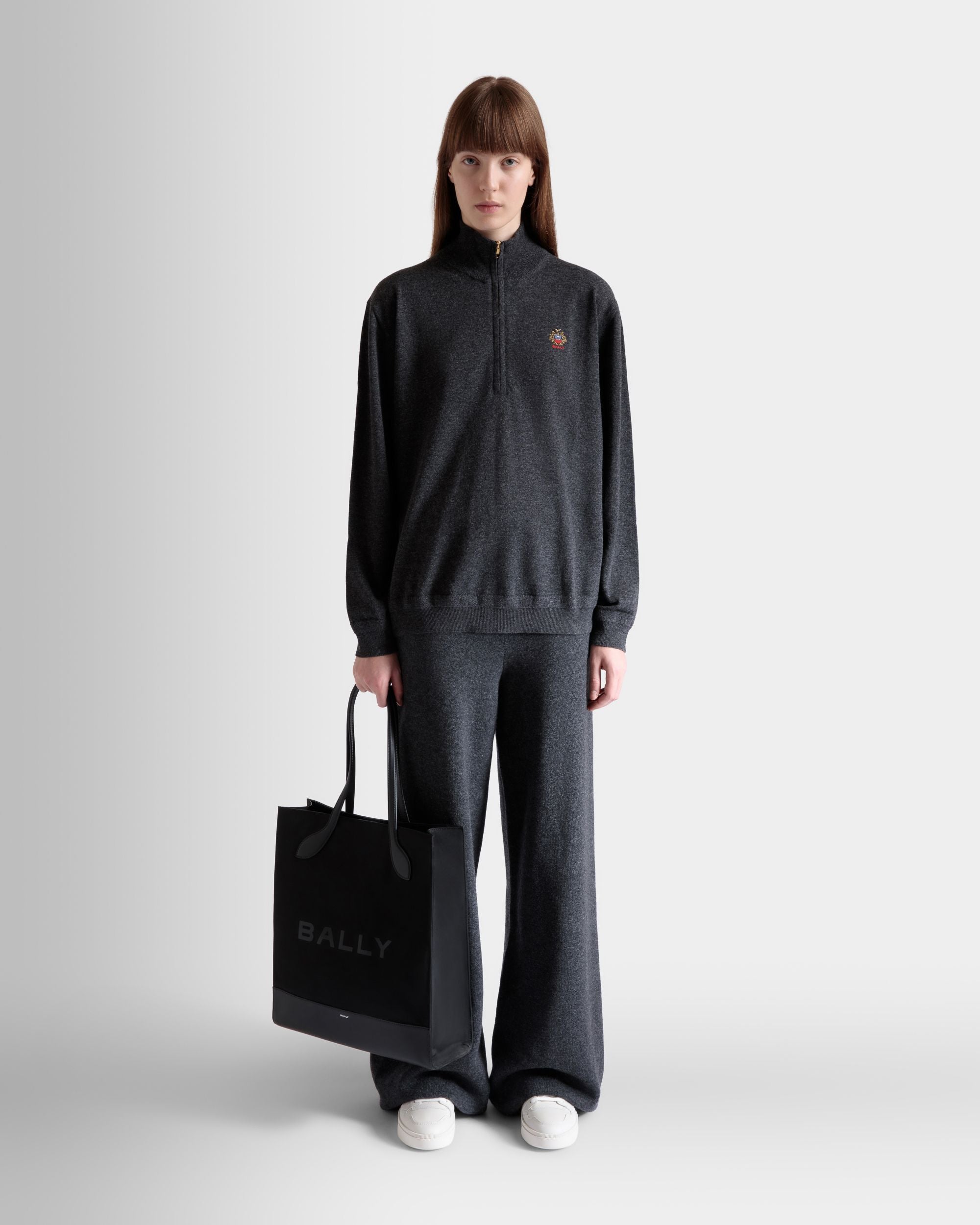 Knit Pants In Dark Grey Wool And Cashmere - Women's - Bally - 02