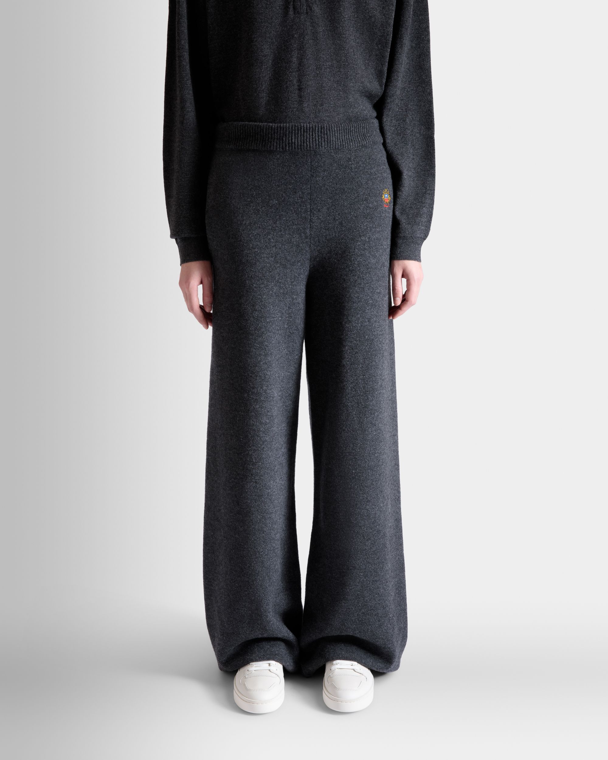Knit Pants In Dark Grey Wool And Cashmere - Women's - Bally - 03