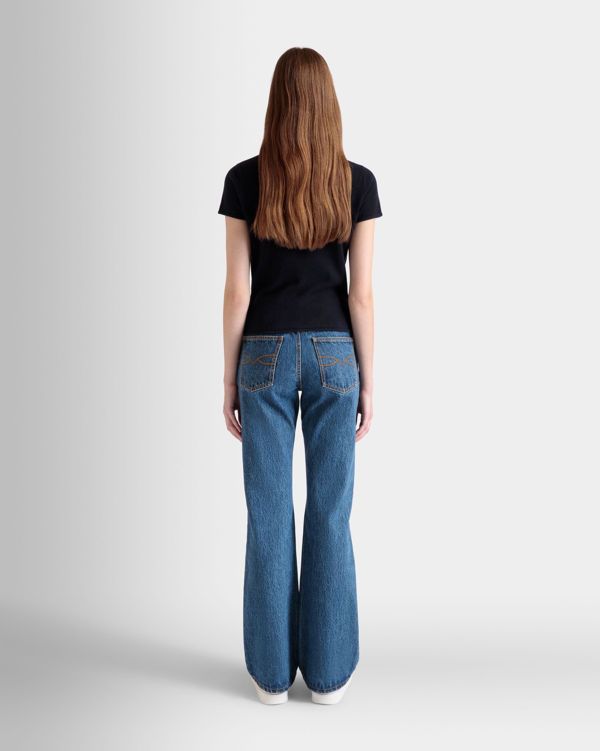 Knit Top In Navy Blue Cashmere - Women's - Bally - 07